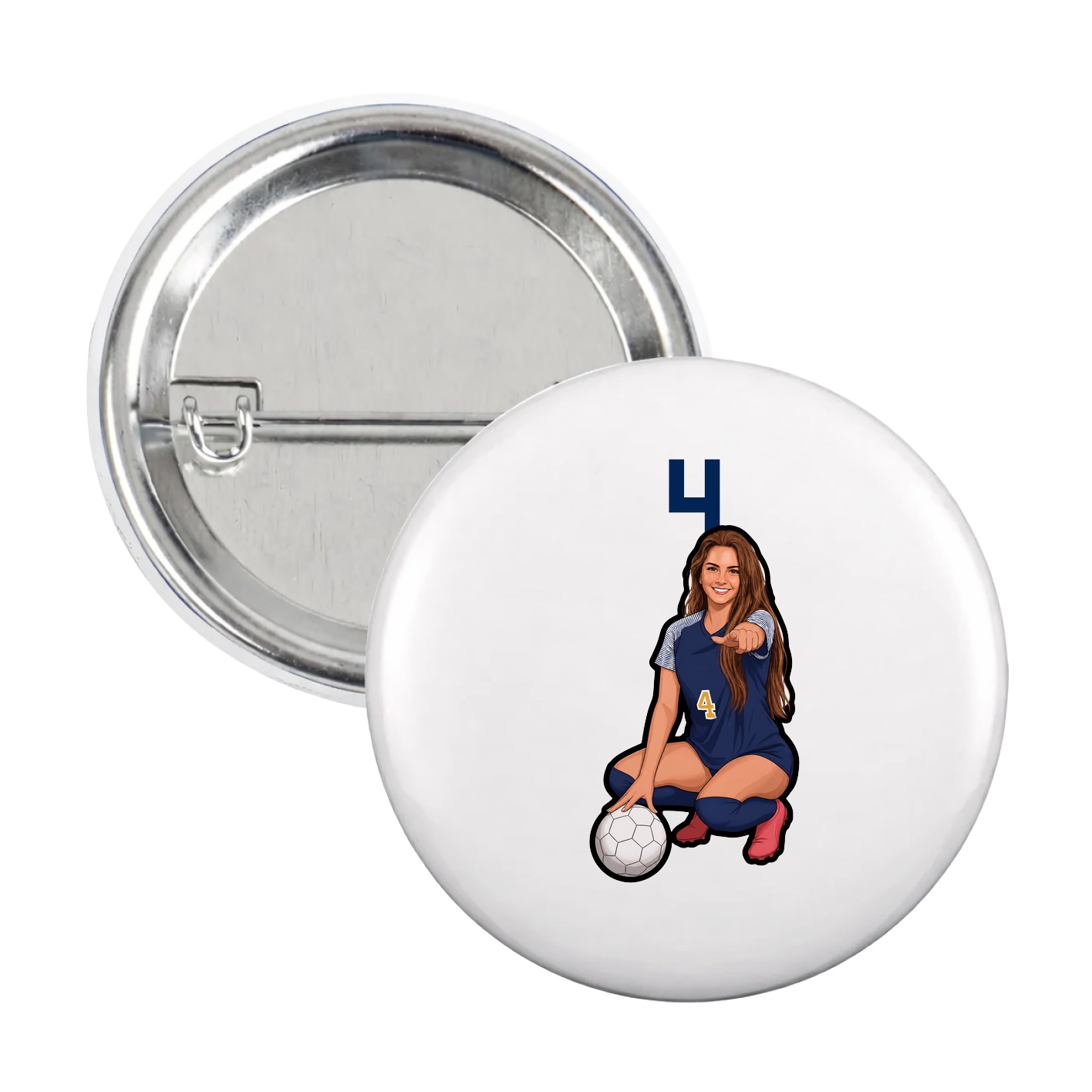 Game Day Button — Number Top in White