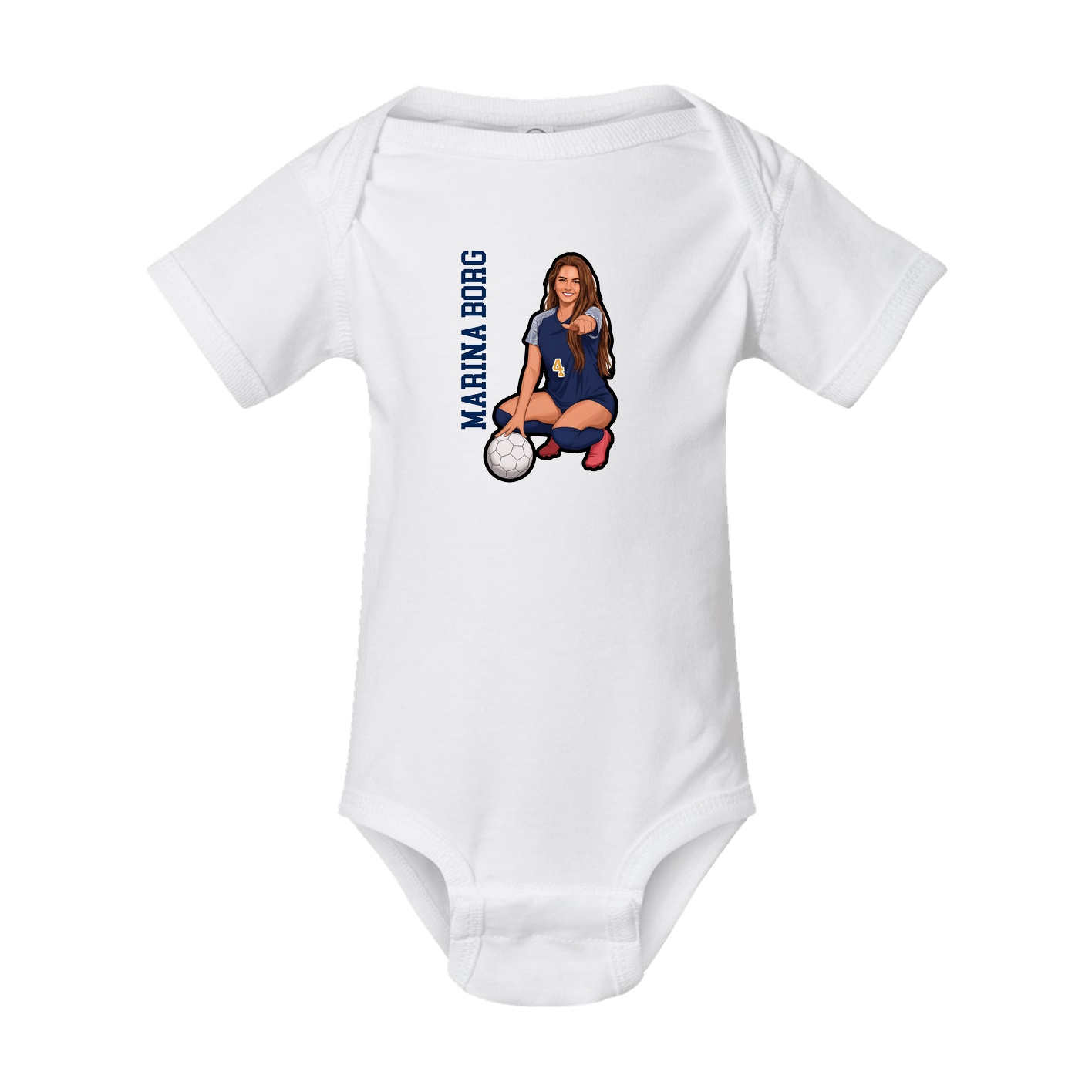 Baby Onesie — Name Vertical in White
