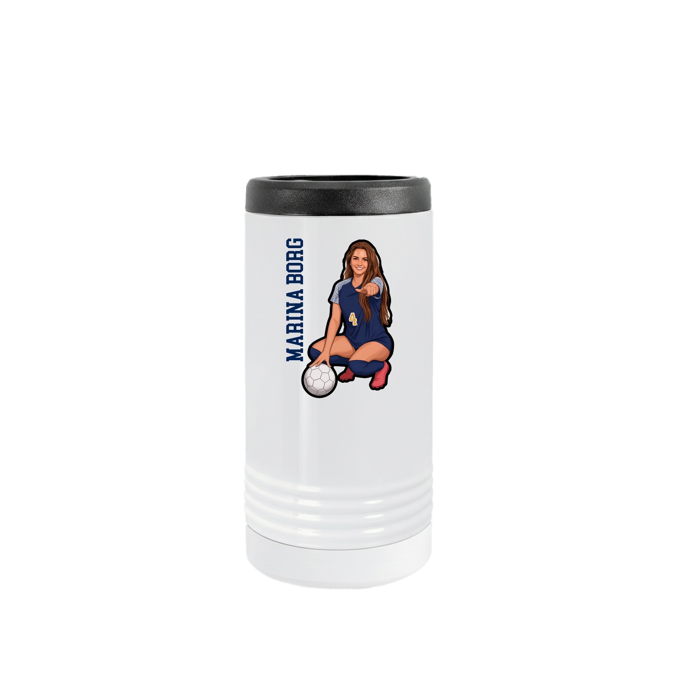 Slim Beverage Holder — Name Vertical in White