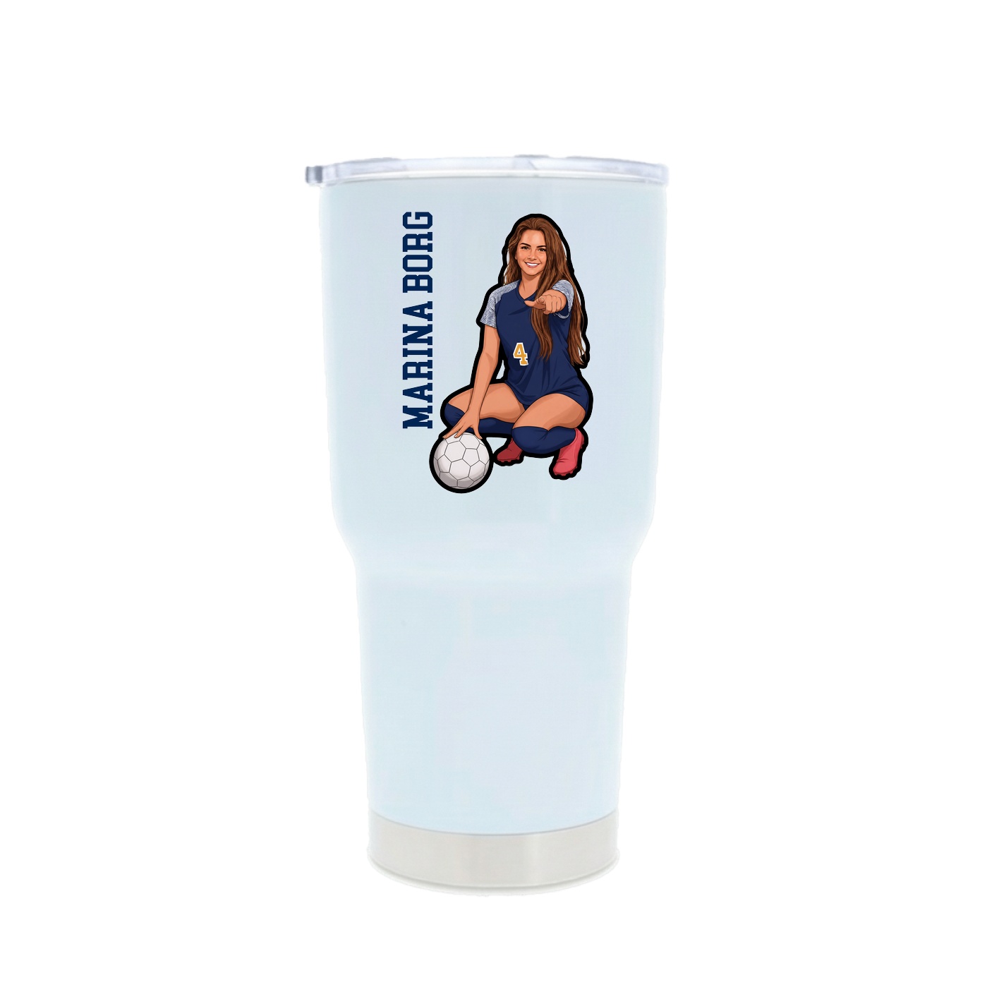 30oz Stainless Steel Tumbler — Name Vertical in White
