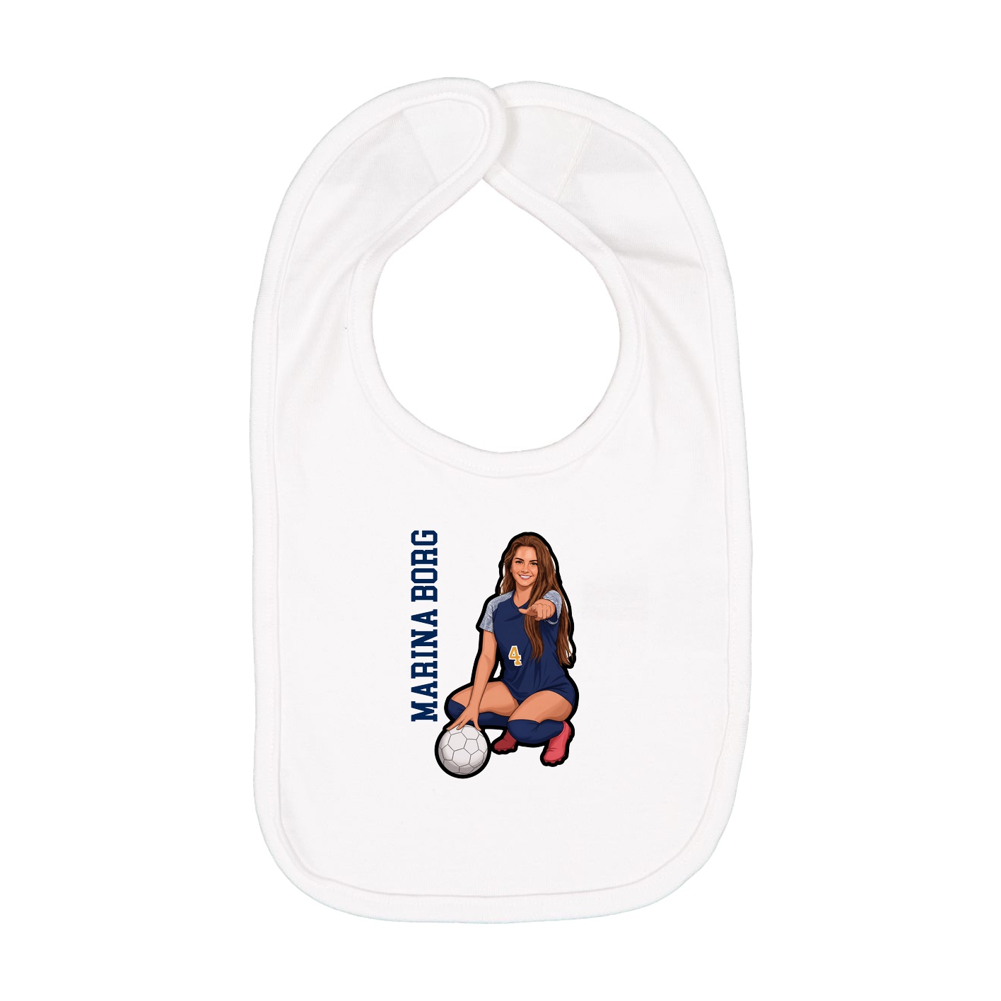Infant Bib — Name Vertical in White