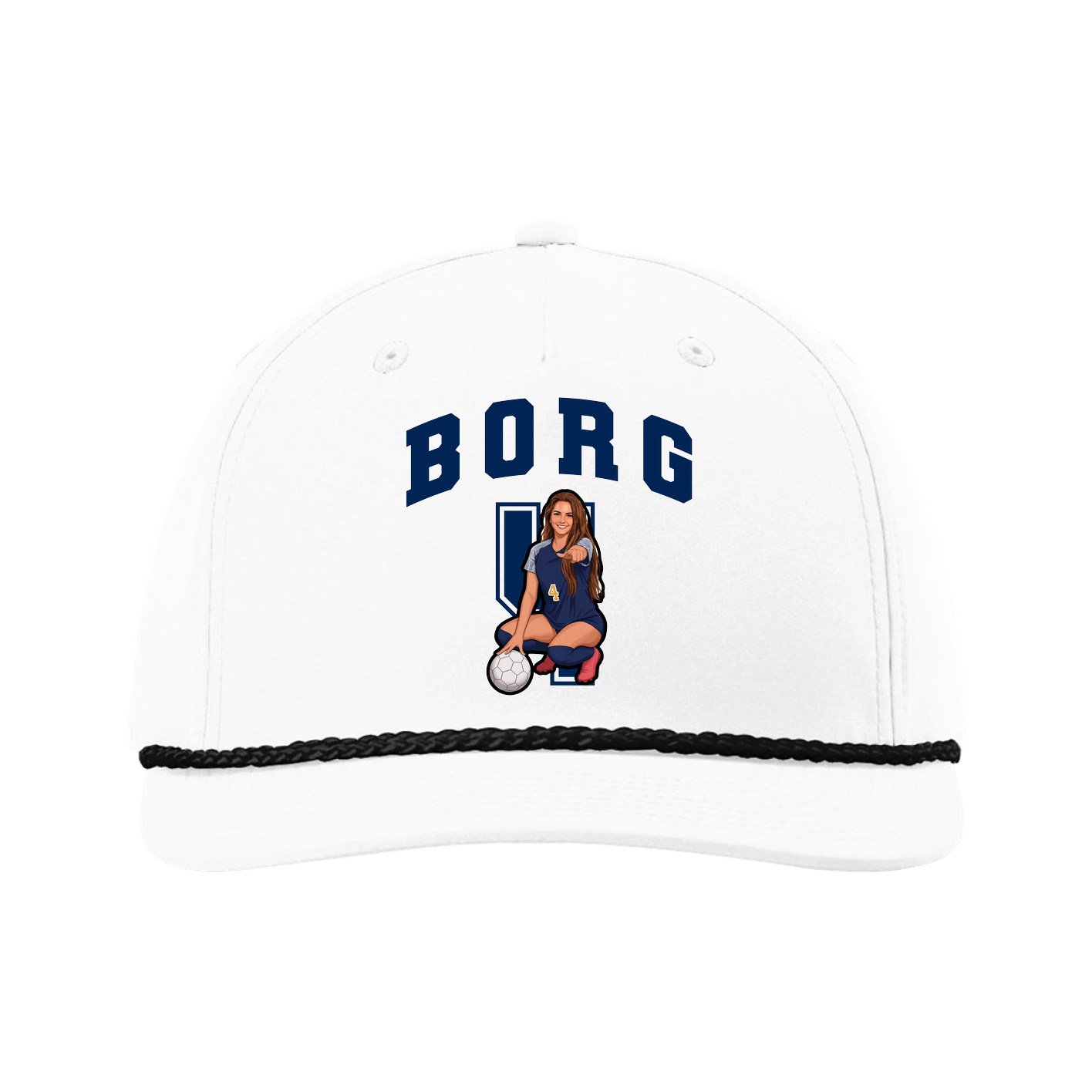 Five-Panel Classic Rope Cap — Number in White