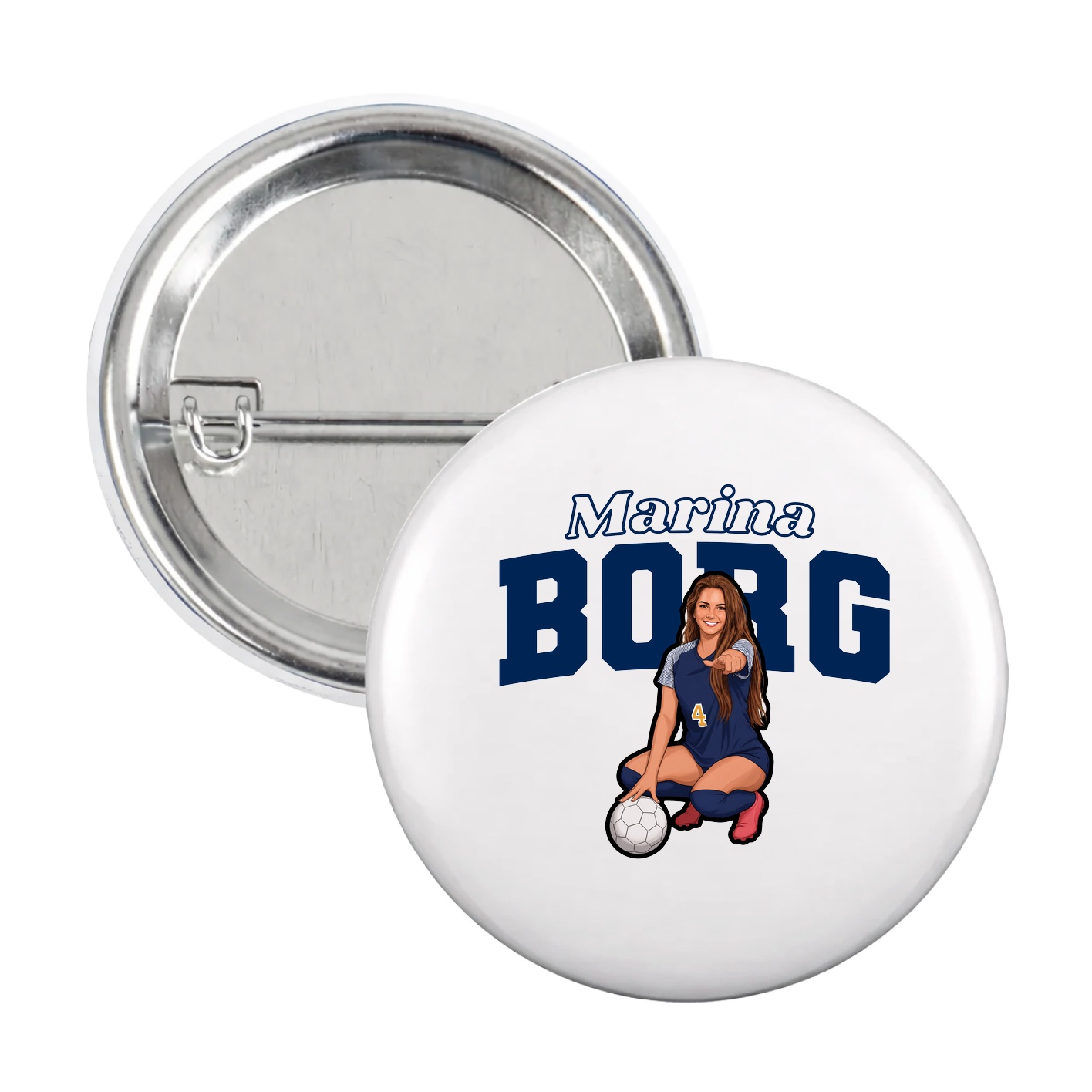 Game Day Button — Name Arch in White