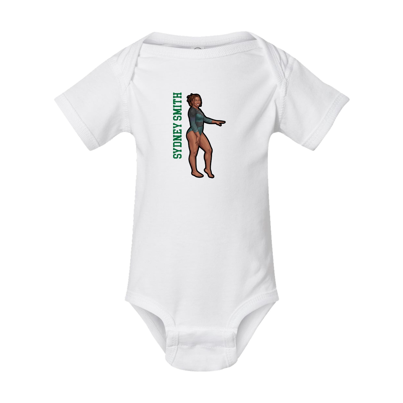 Baby Onesie — Name Vertical in White