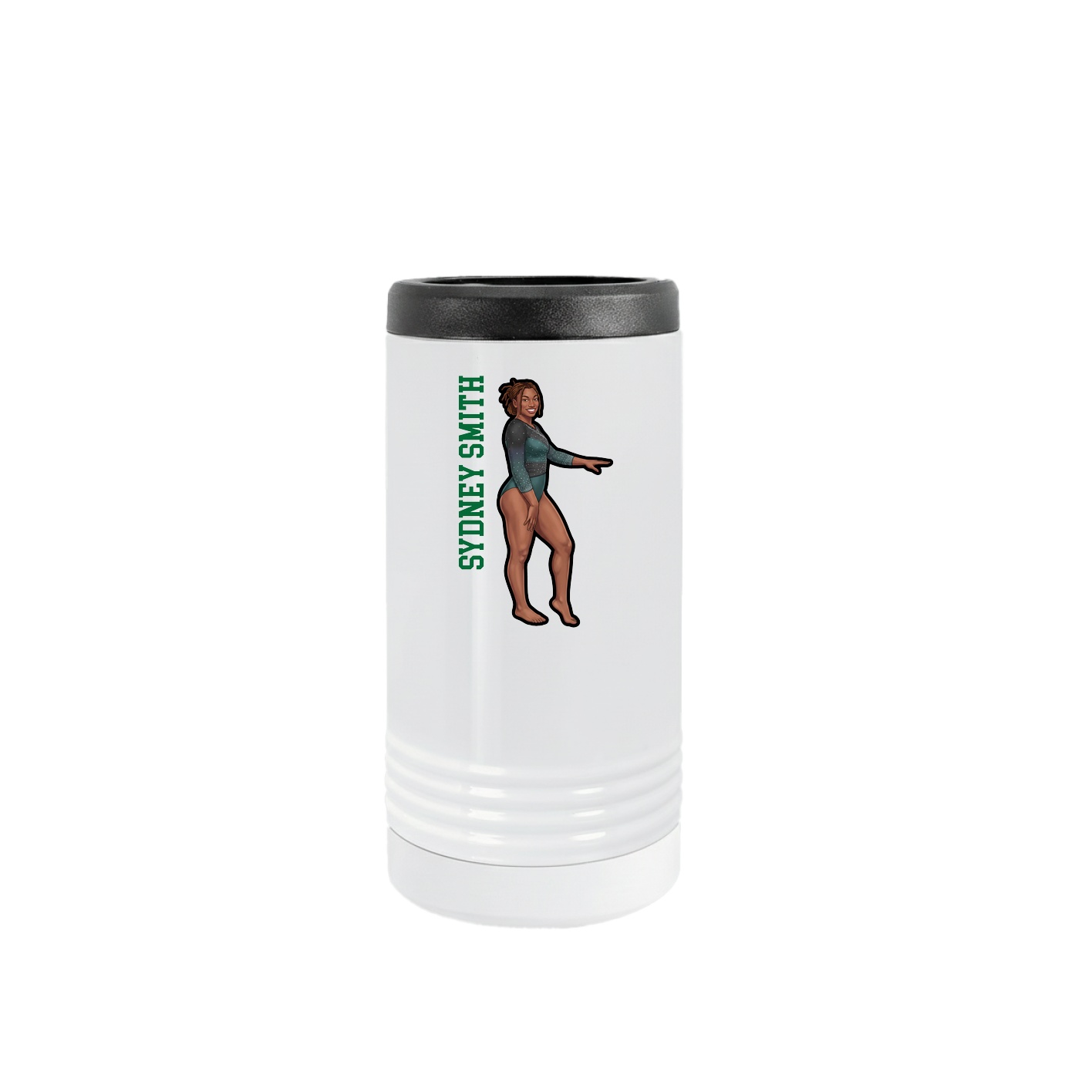 Slim Beverage Holder — Name Vertical in White