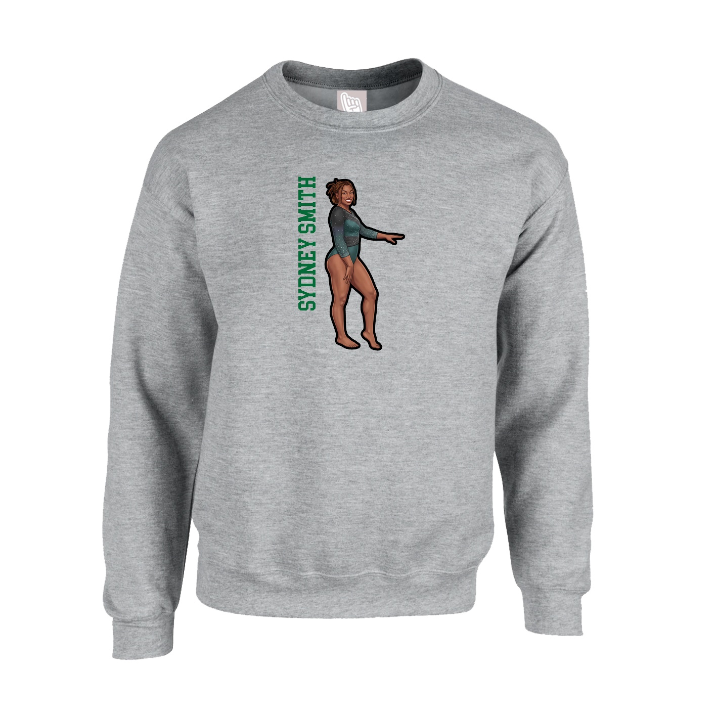Fleece Crew — Name Vertical in Grey