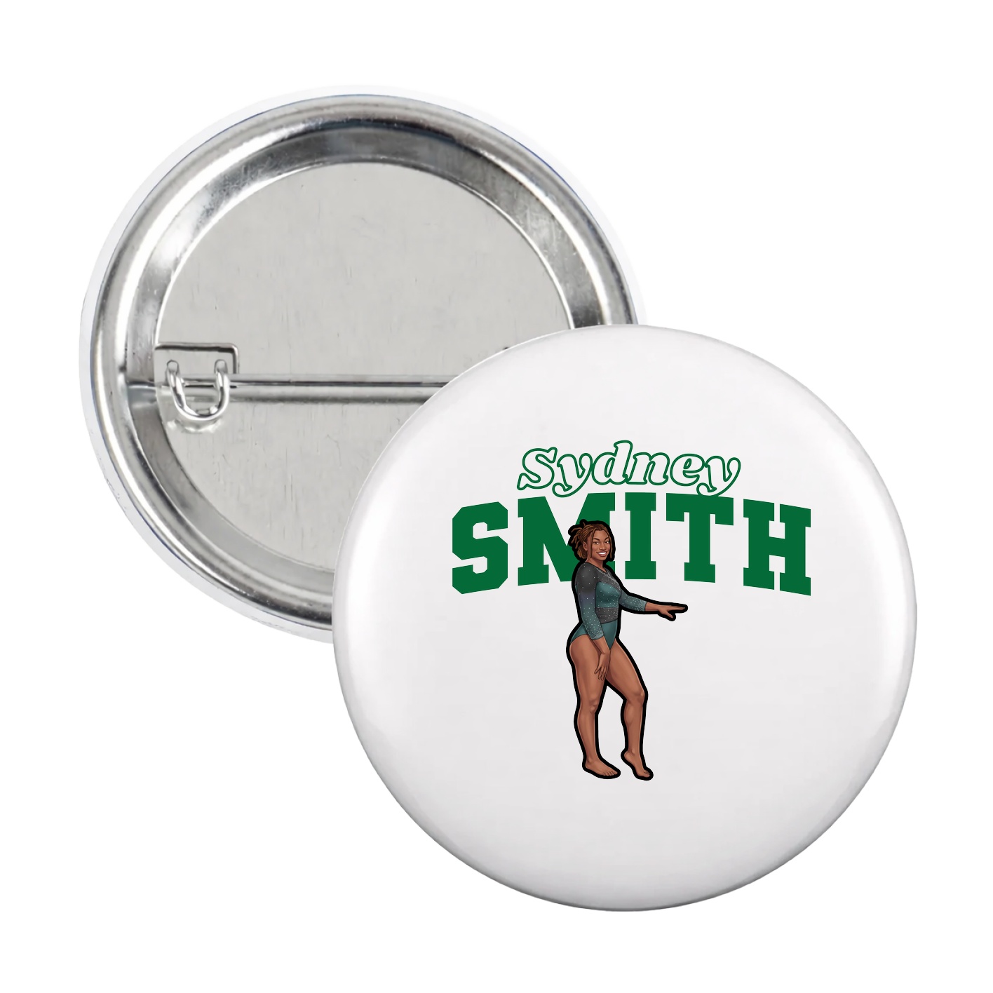 Game Day Button — Name Arch in White