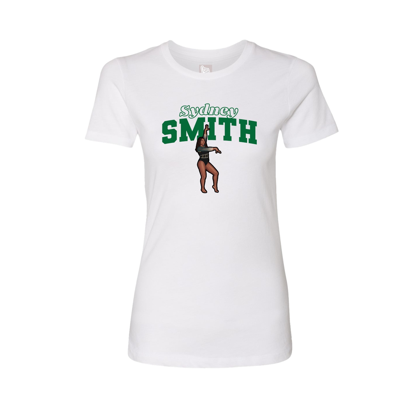 Fitted Women's Tee — Name Arch in White
