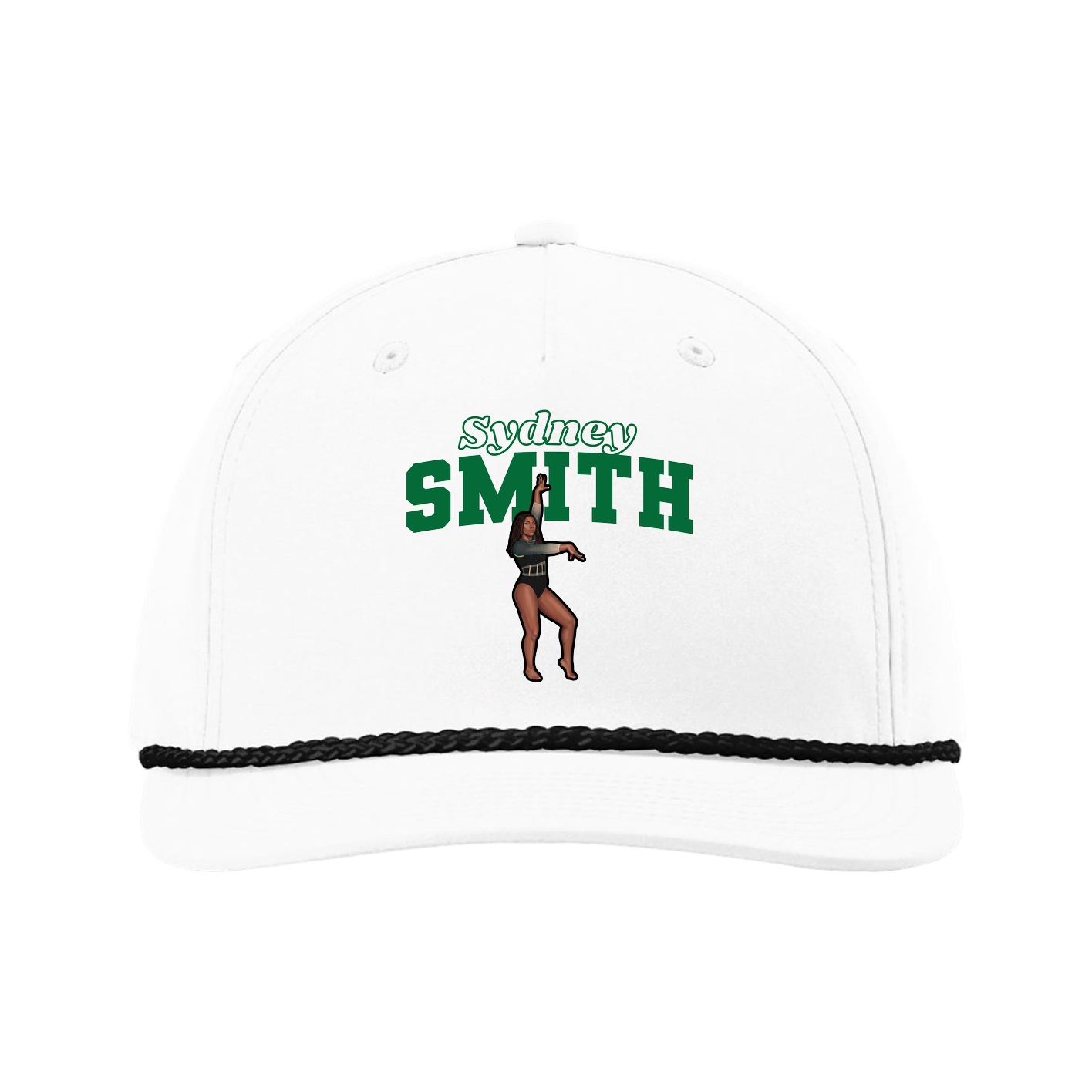 Five-Panel Classic Rope Cap — Name Arch in White