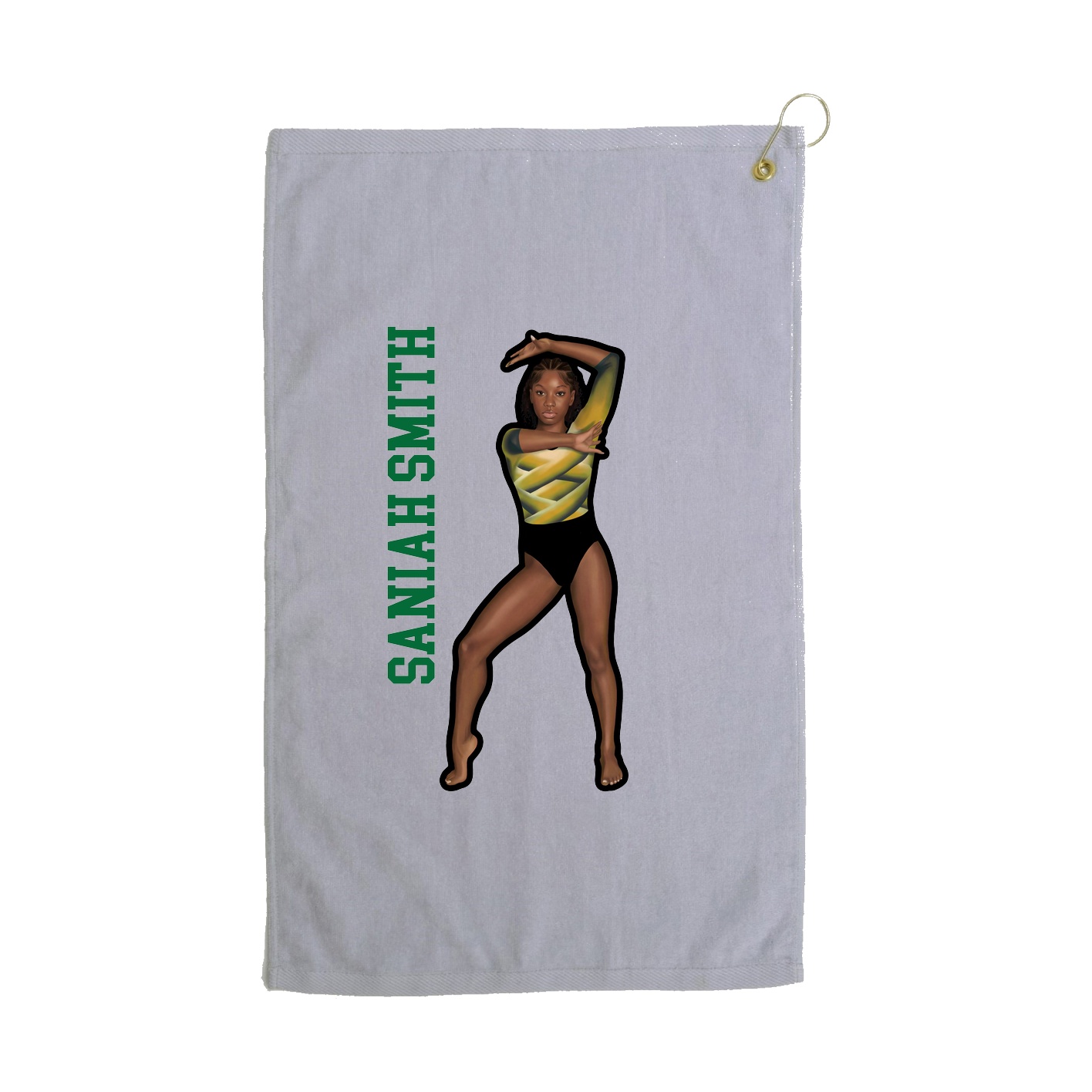 Golf Towel — Name Vertical in Grey