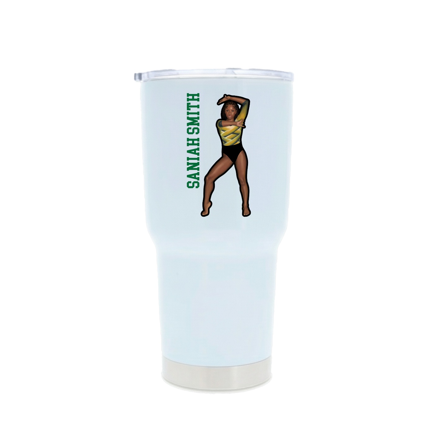 30oz Stainless Steel Tumbler — Name Vertical in White