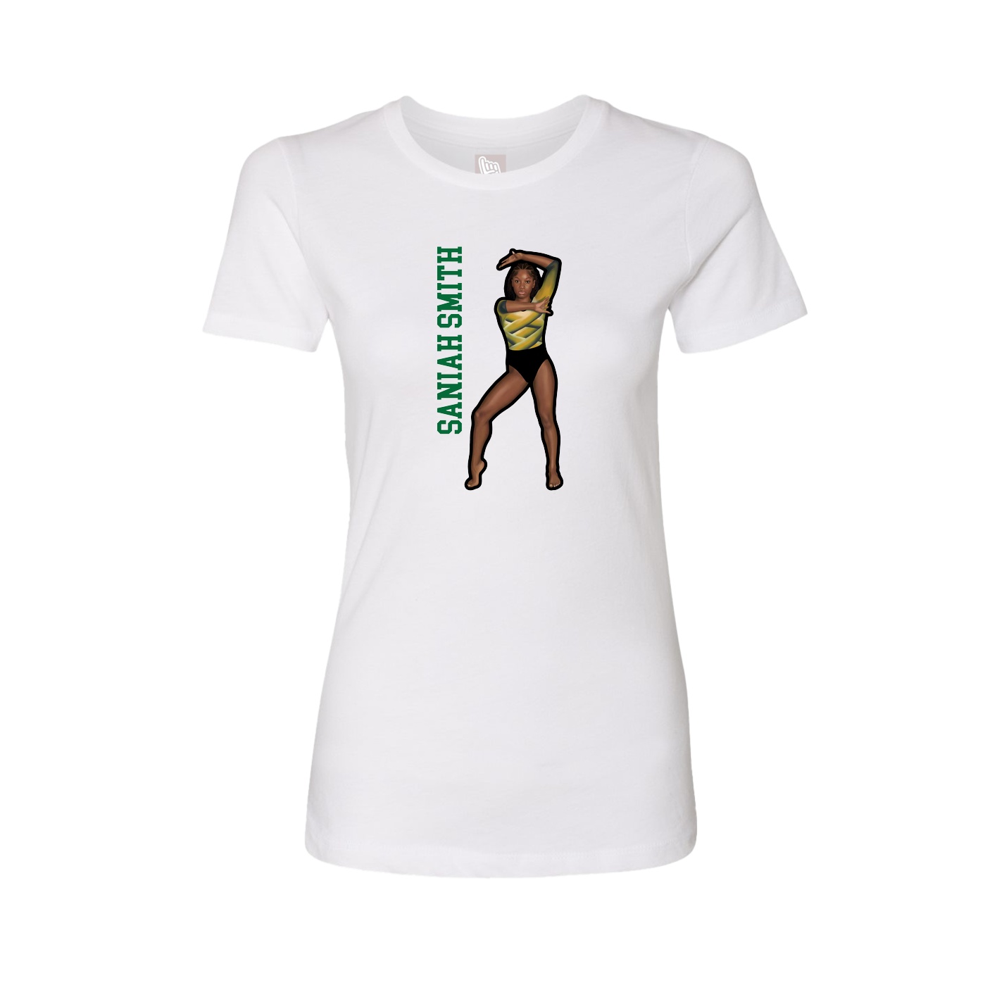 Fitted Women's Tee — Name Vertical in White