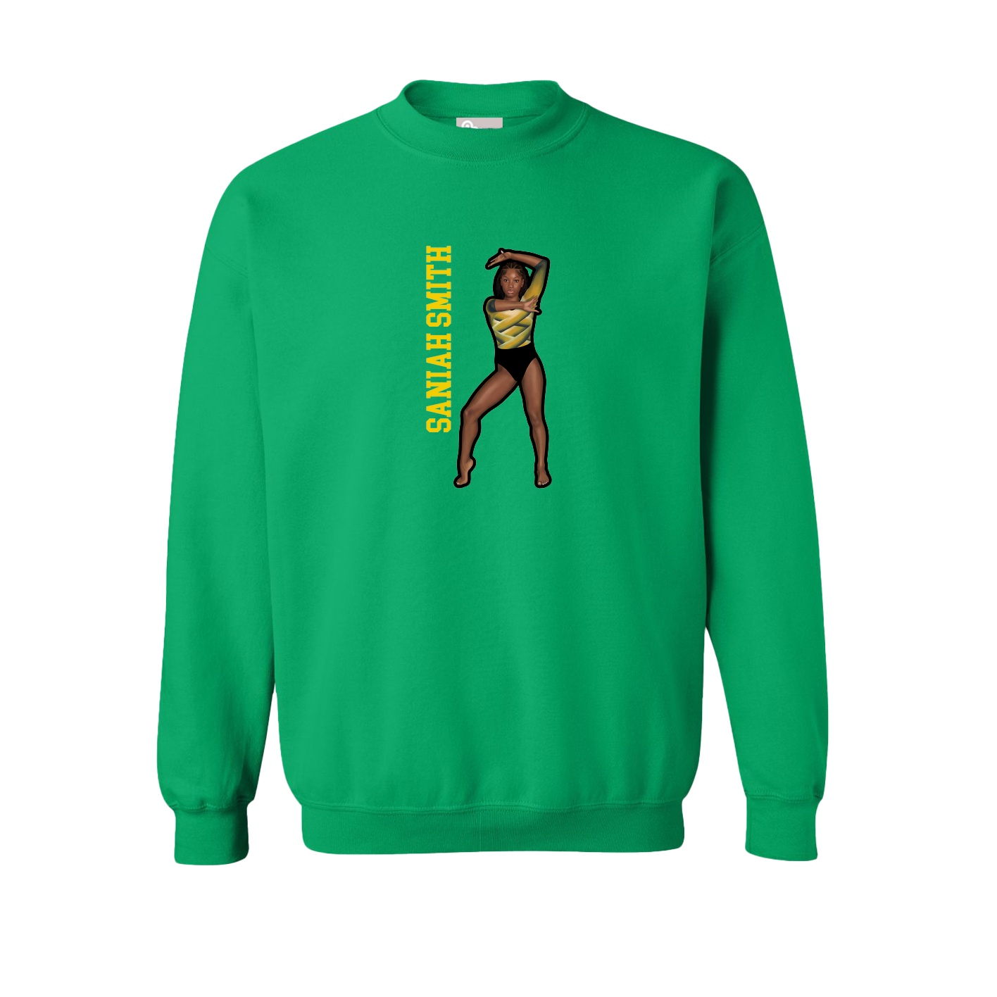Fleece Crew — Name Vertical in Green