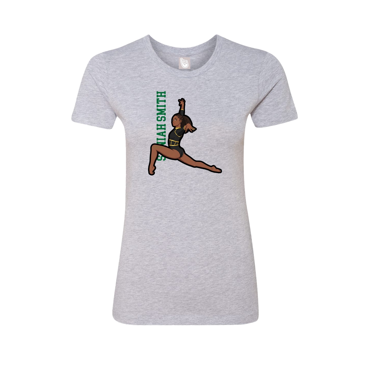 Fitted Women's Tee — Name Vertical in Grey