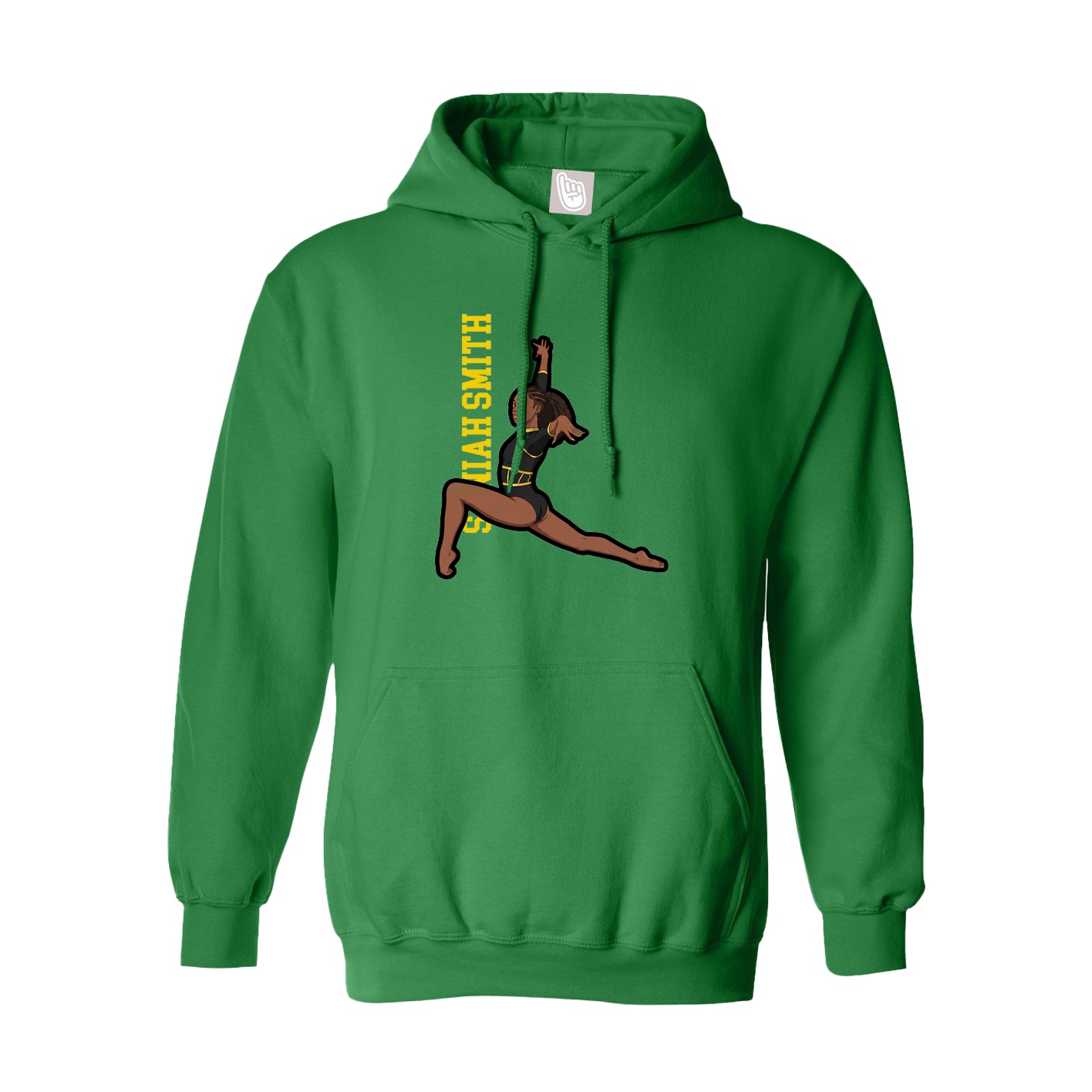Youth Hoodie — Name Vertical in Green