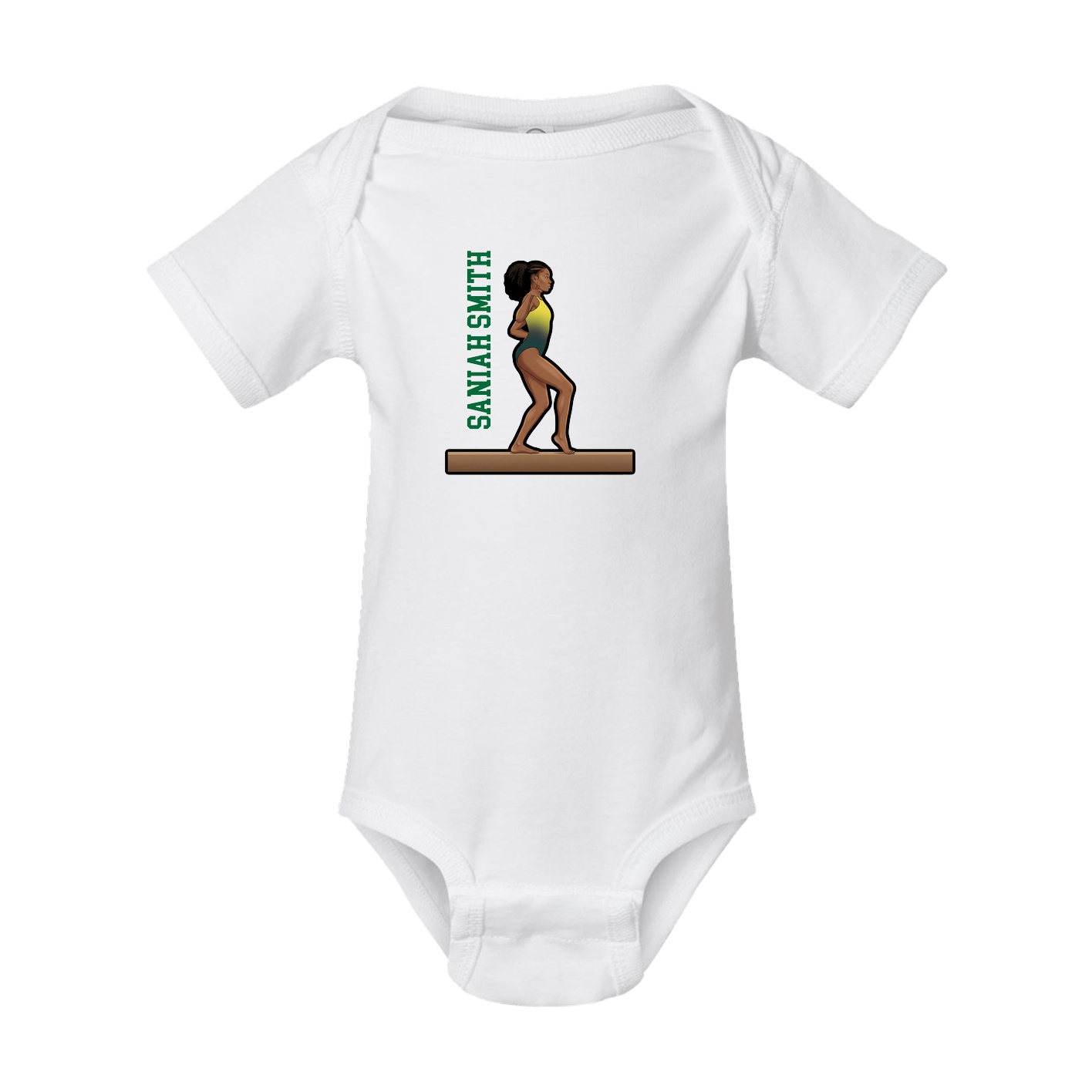 Baby Onesie — Name Vertical in White