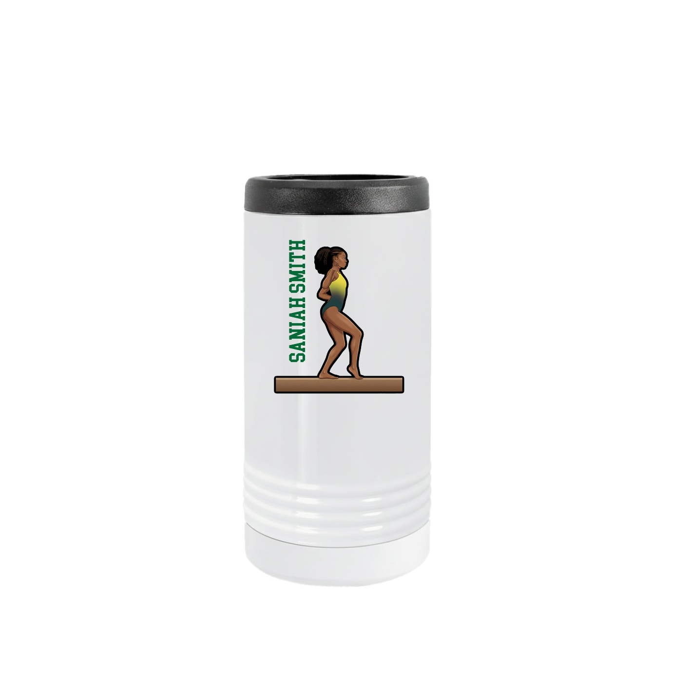 Slim Beverage Holder — Name Vertical in White