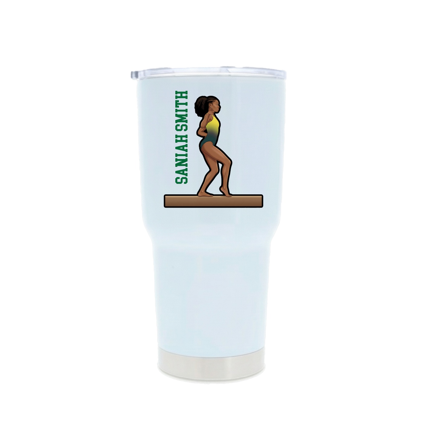 30oz Stainless Steel Tumbler — Name Vertical in White