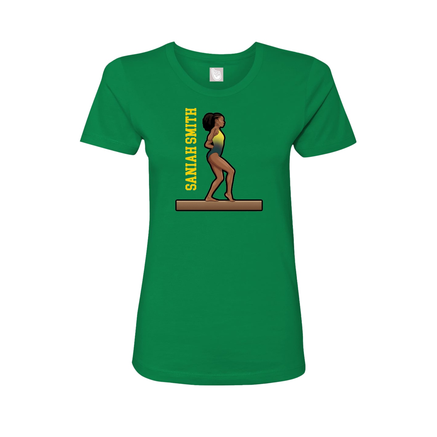 Fitted Women's Tee — Name Vertical in Green