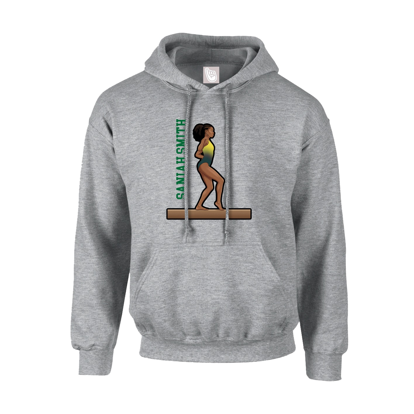 Hoodie — Name Vertical in Grey