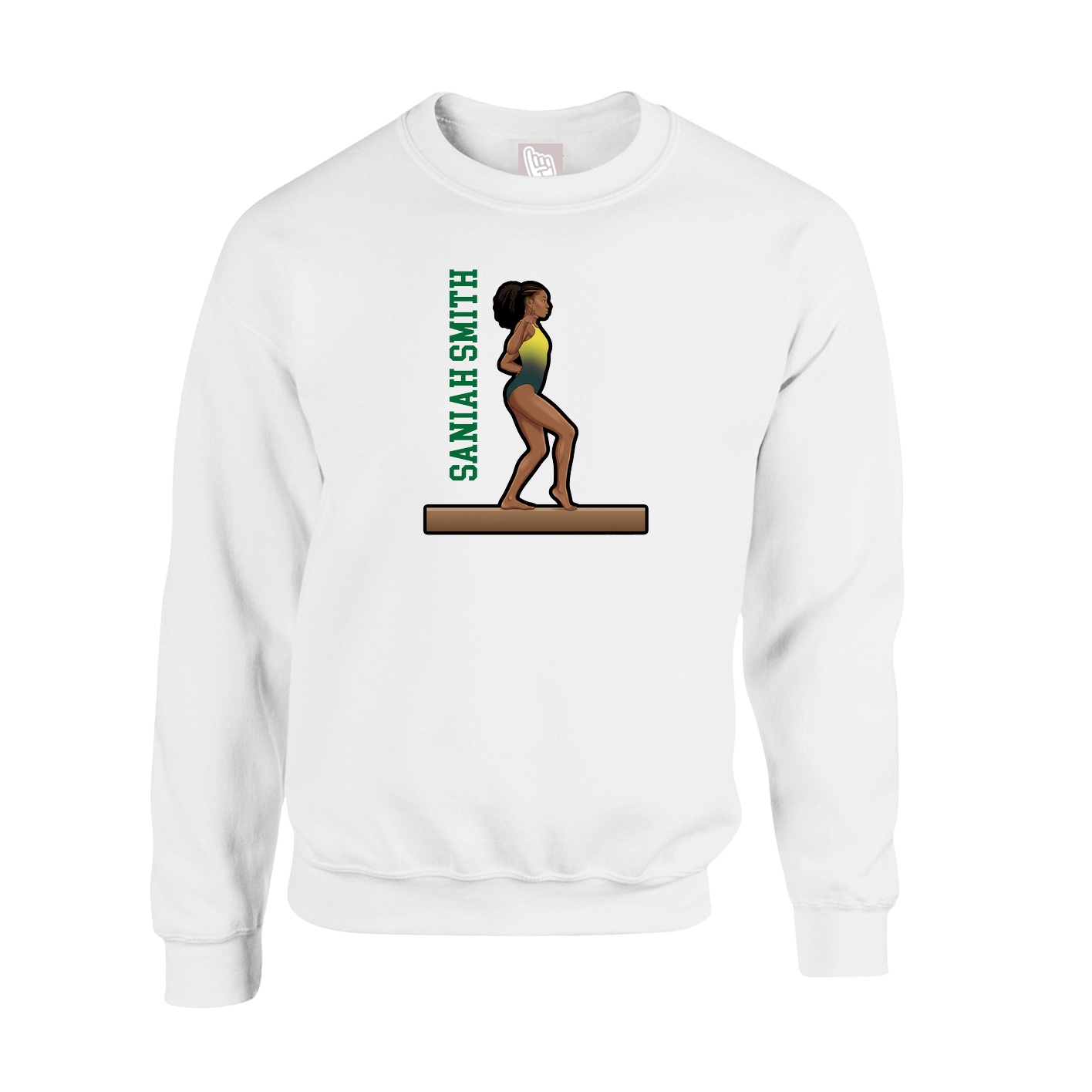 Fleece Crew — Name Vertical in White