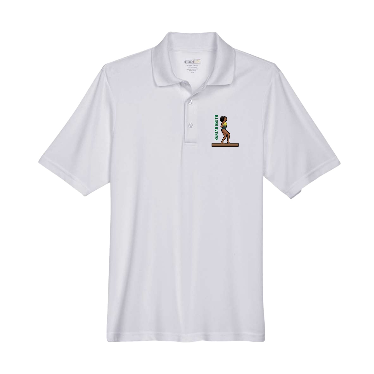 Performance Polo — Name Vertical in Grey