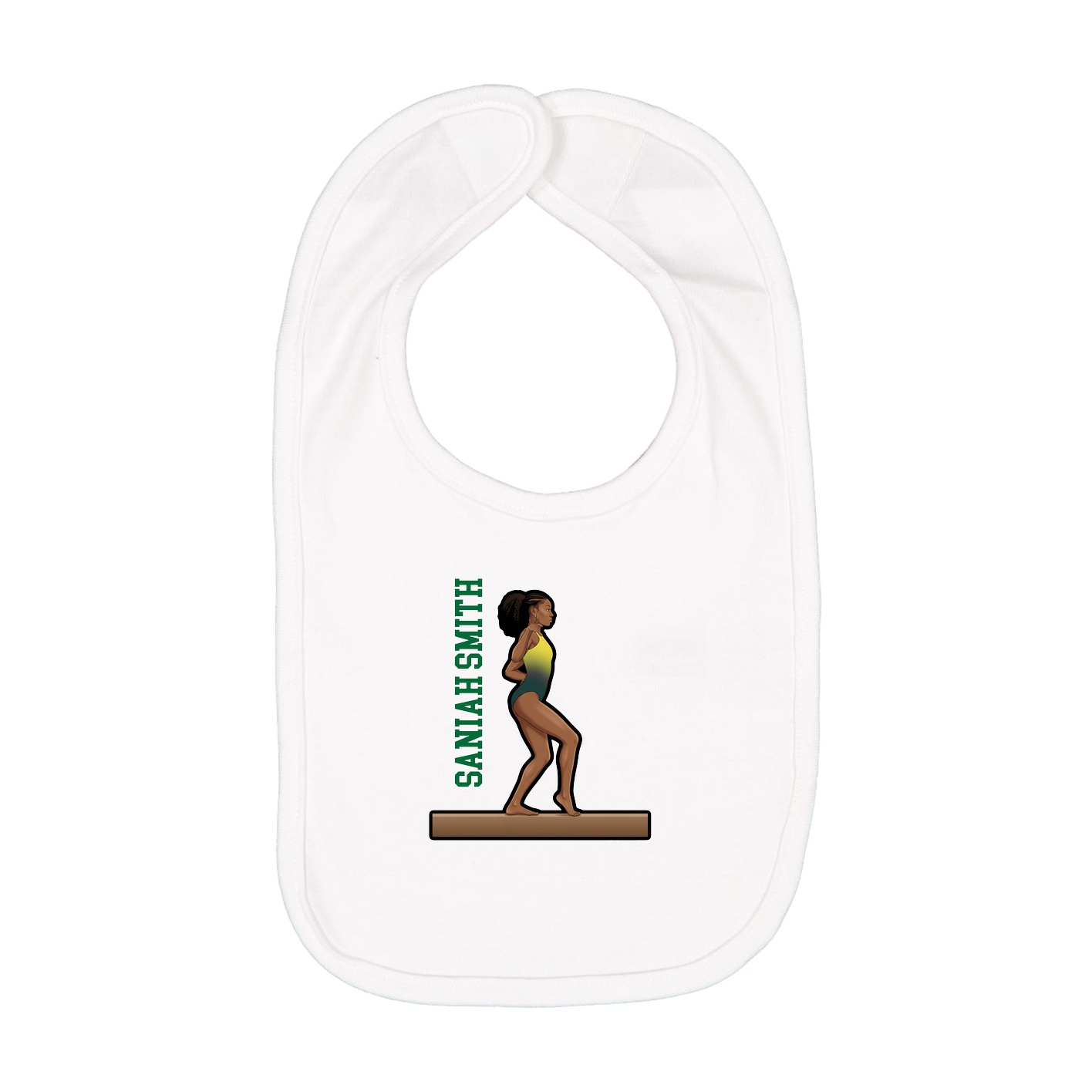 Infant Bib — Name Vertical in White