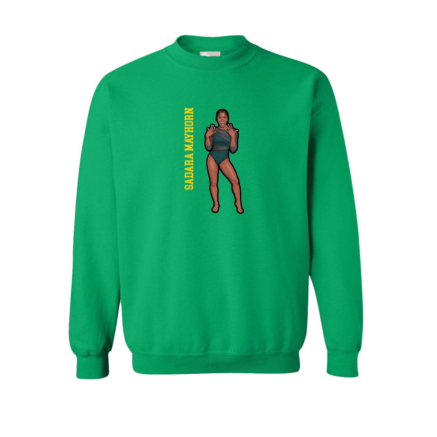 Fleece Crew — Name Vertical in Green