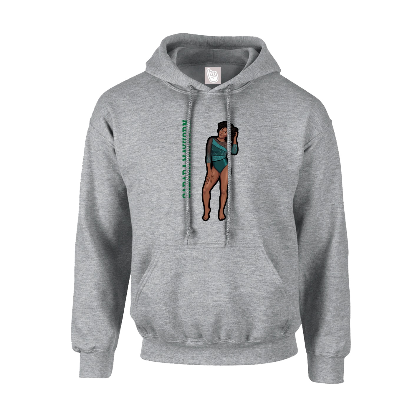 Hoodie — Name Vertical in Grey