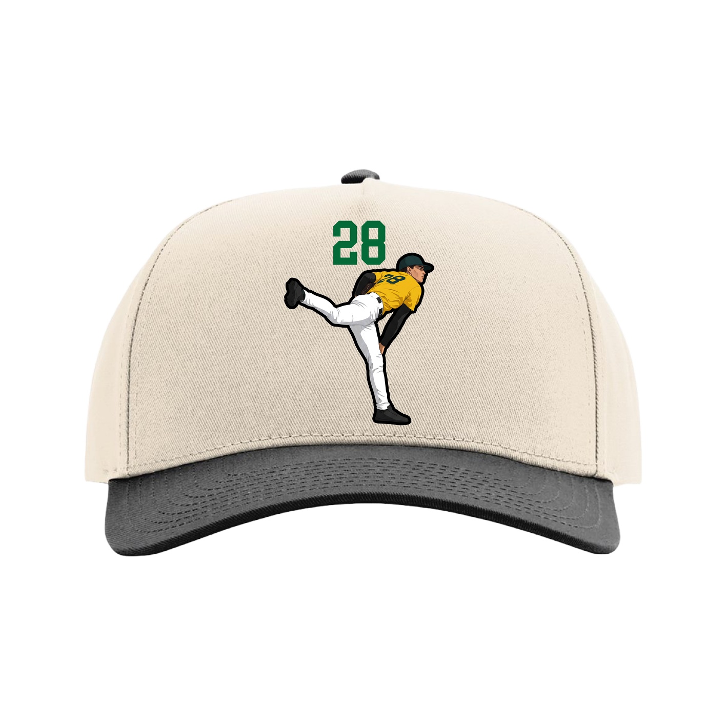 Full Fabric Five-Panel Champ Cap — Number Top in Cream/Black
