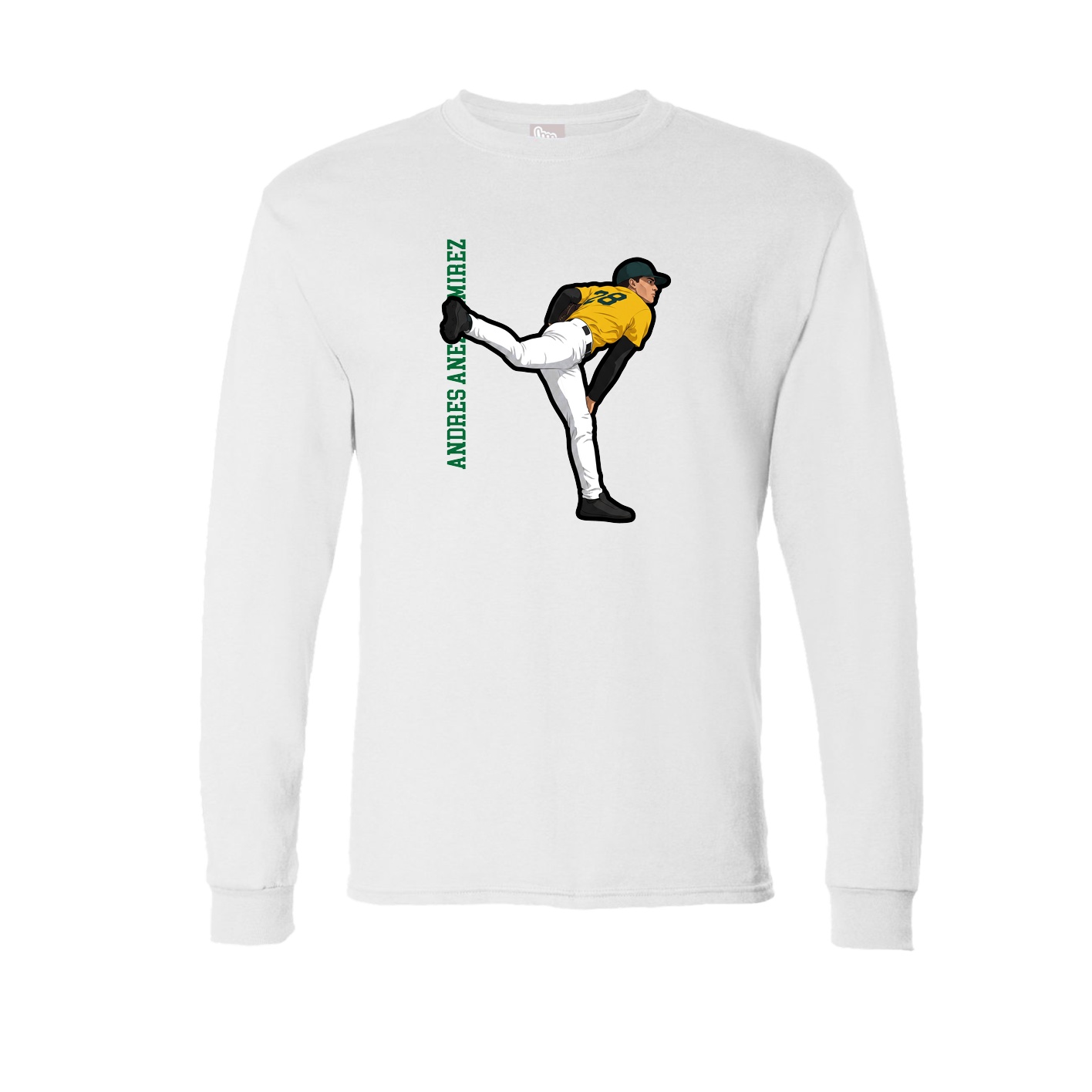 Long Sleeve Tee — Name Vertical in White