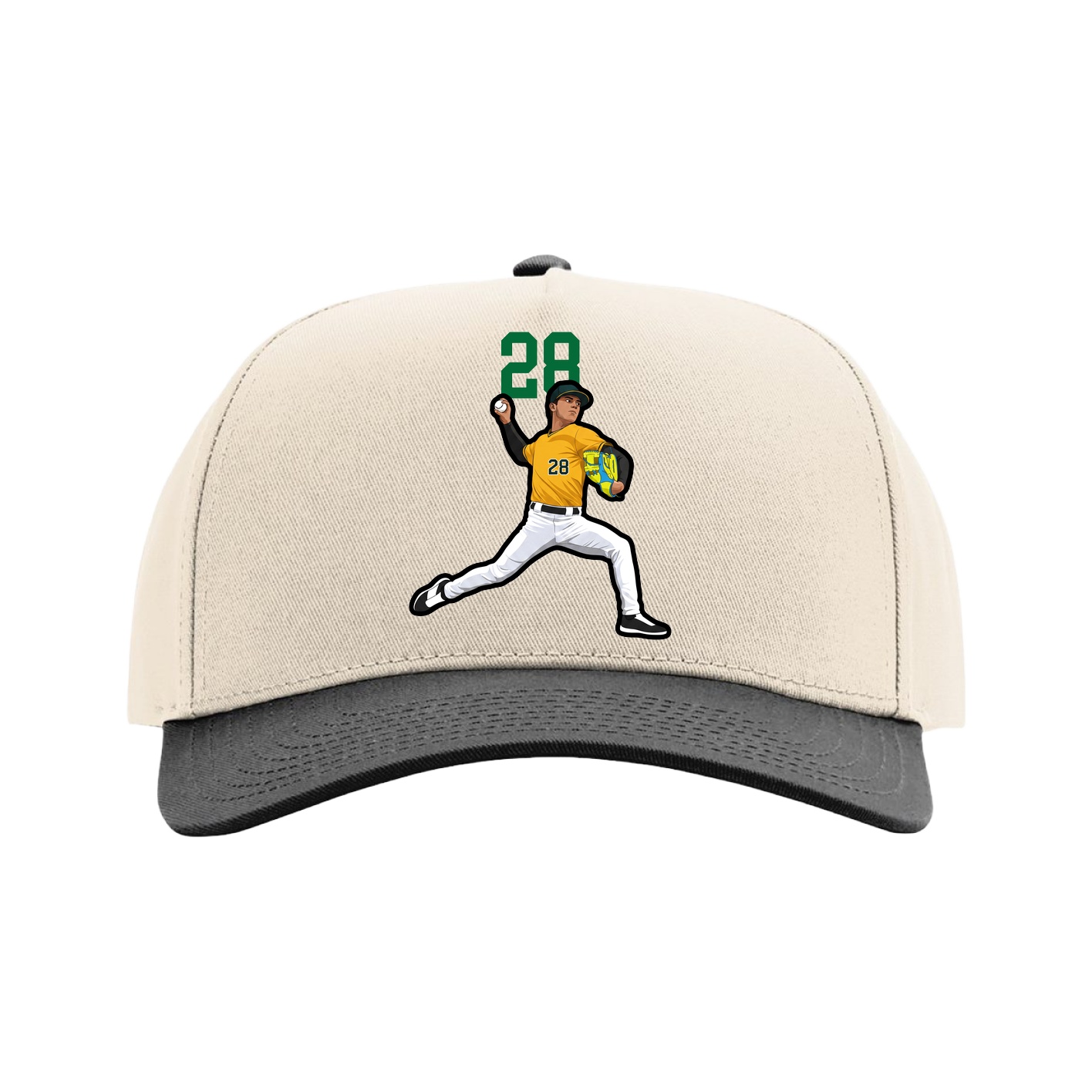 Full Fabric Five-Panel Champ Cap — Number Top in Cream/Black