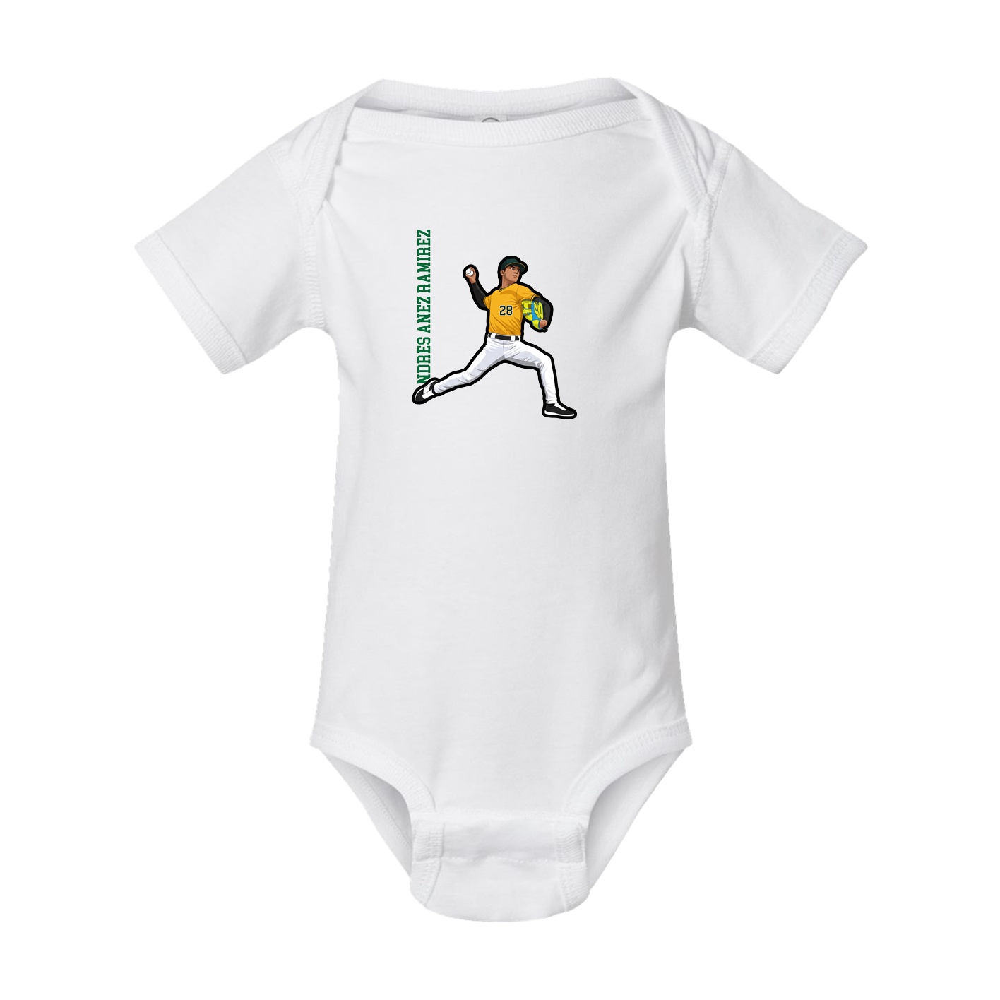Baby Onesie — Name Vertical in White