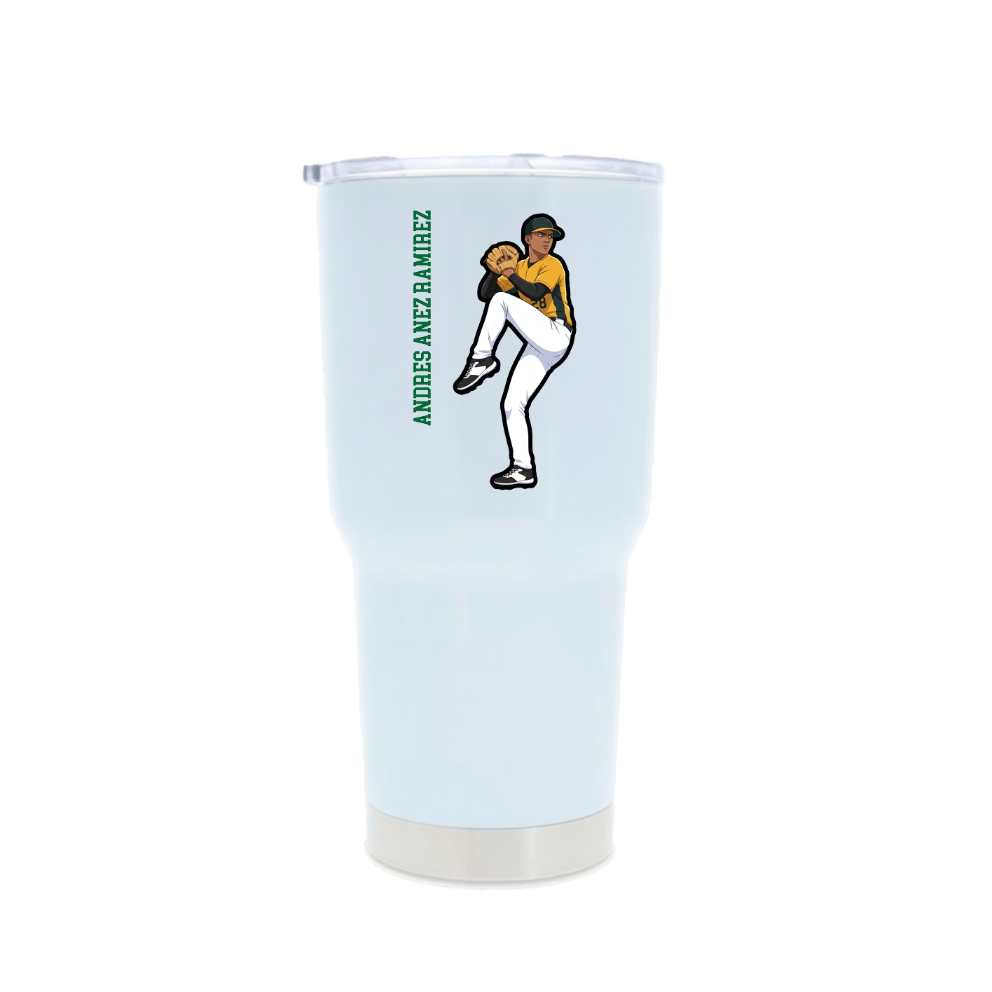 30oz Stainless Steel Tumbler — Name Vertical in White