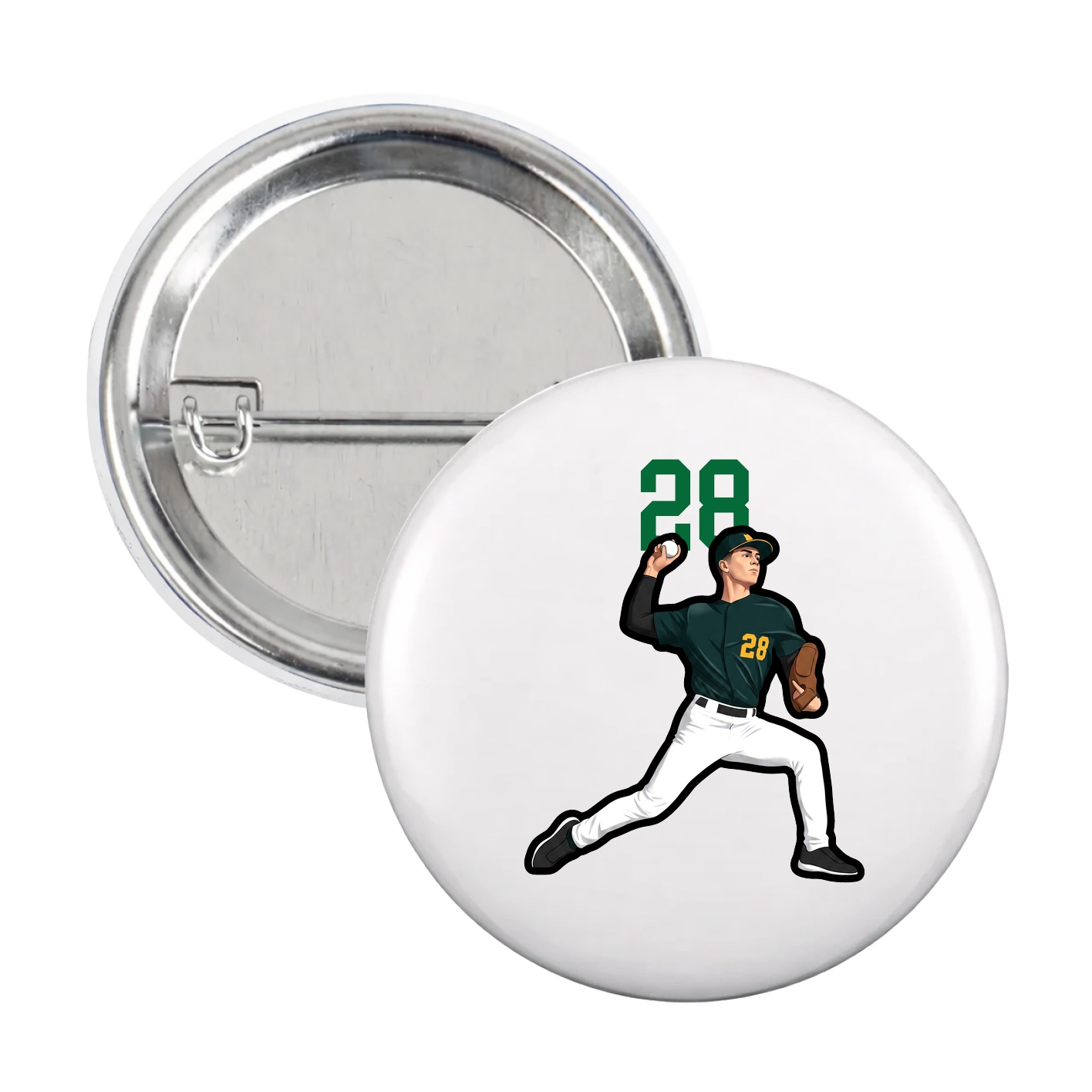 Game Day Button — Number Top in White