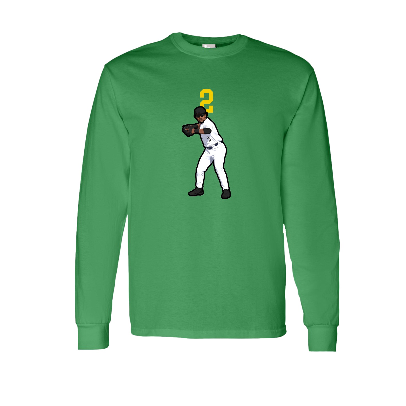 Long Sleeve Tee — Number Top in Green
