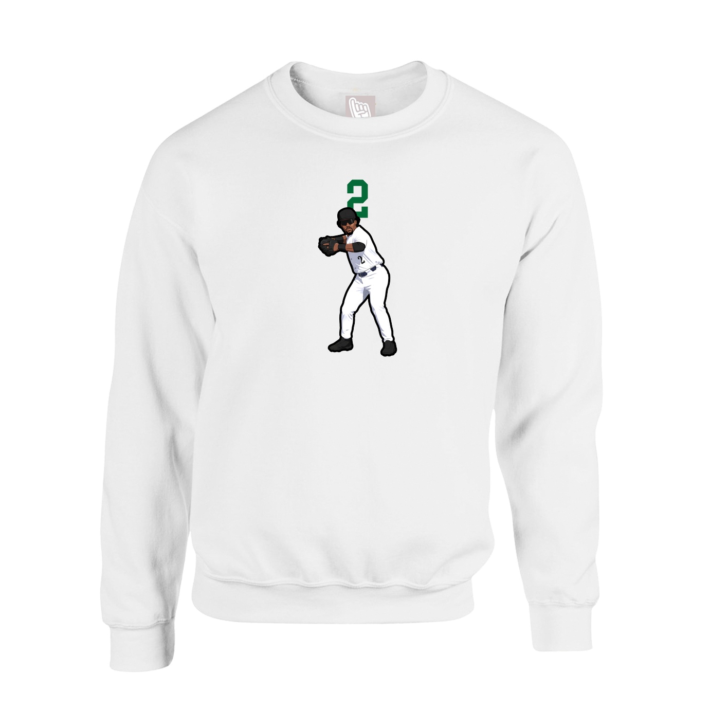 Fleece Crew — Number Top in White
