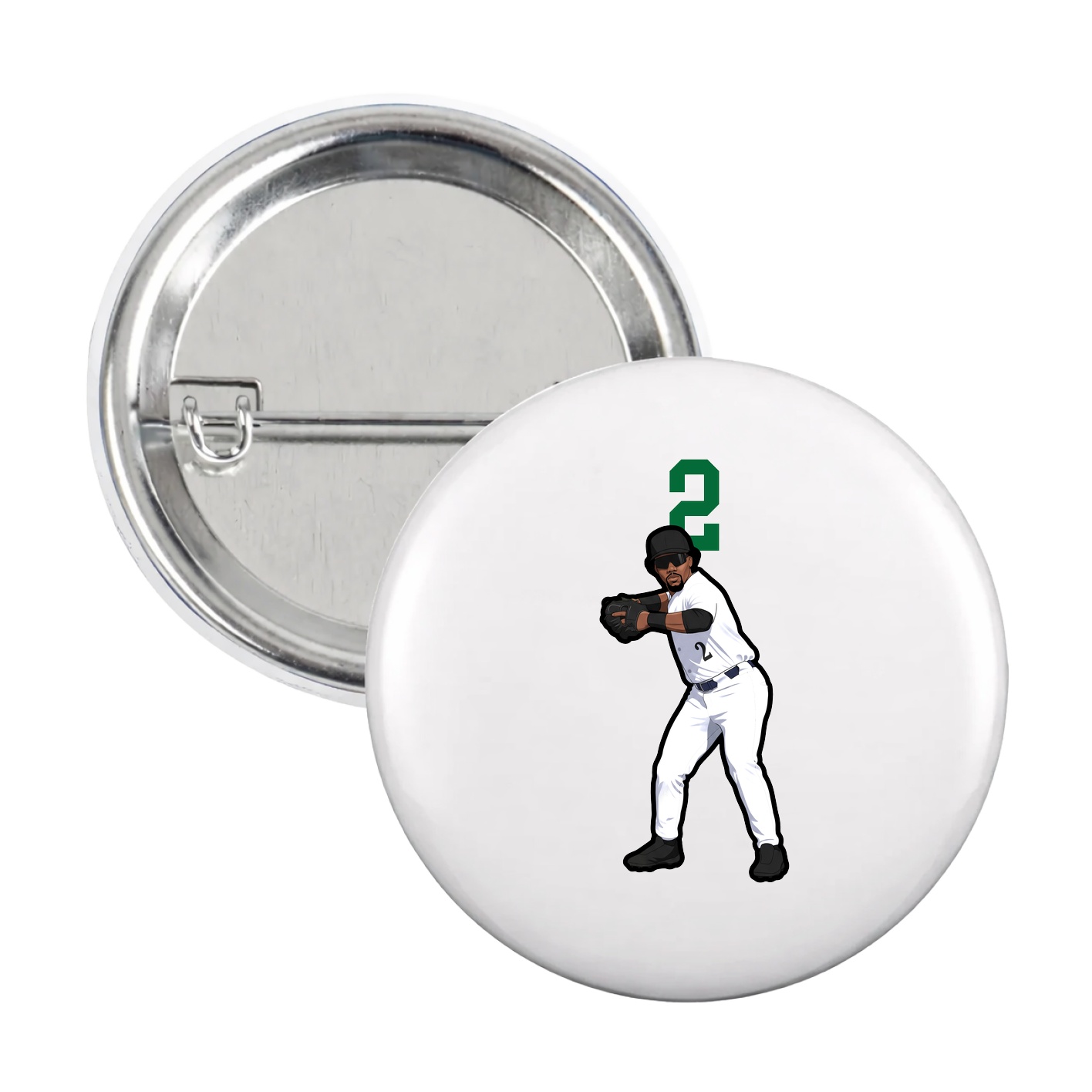 Game Day Button — Number Top in White
