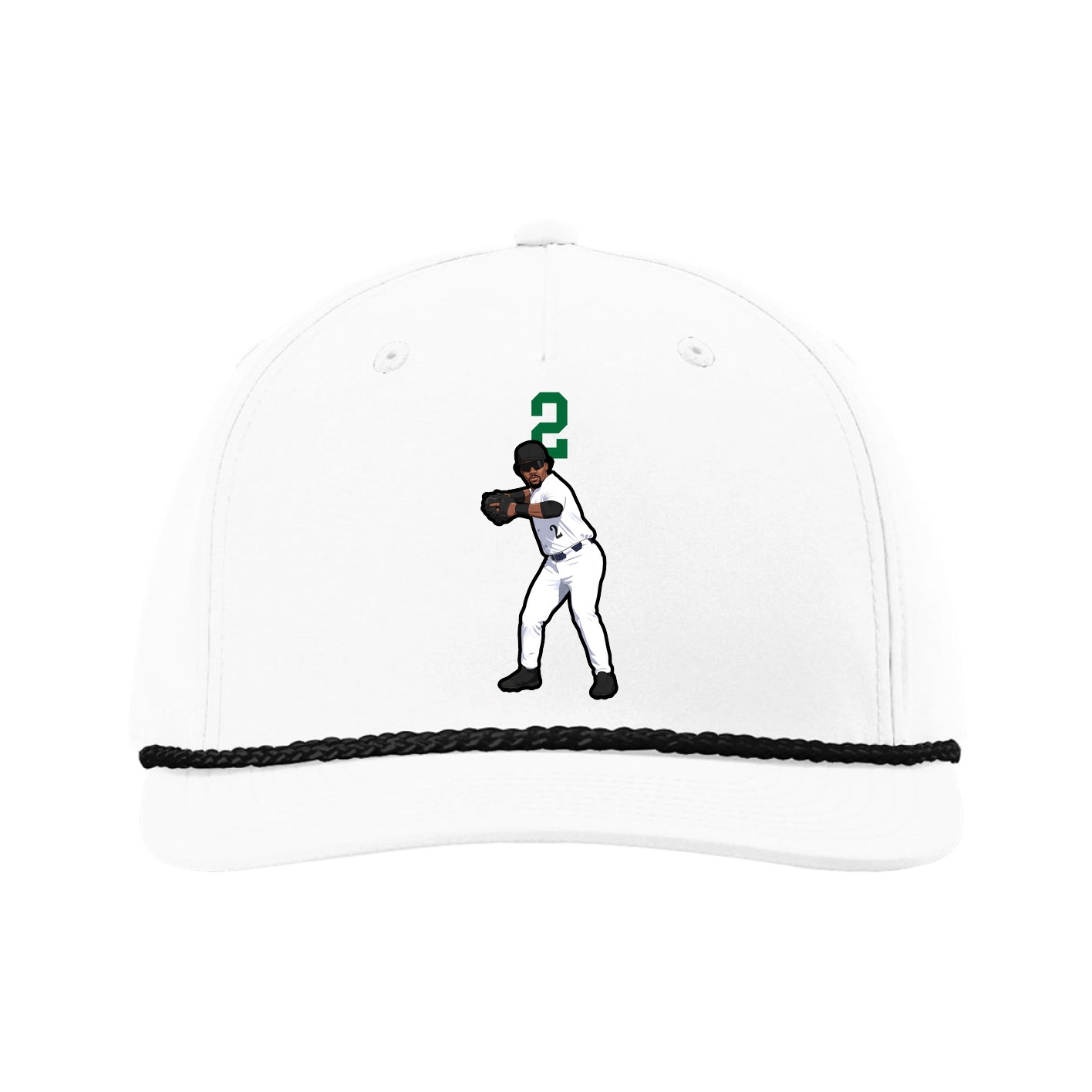 Five-Panel Classic Rope Cap — Number Top in White