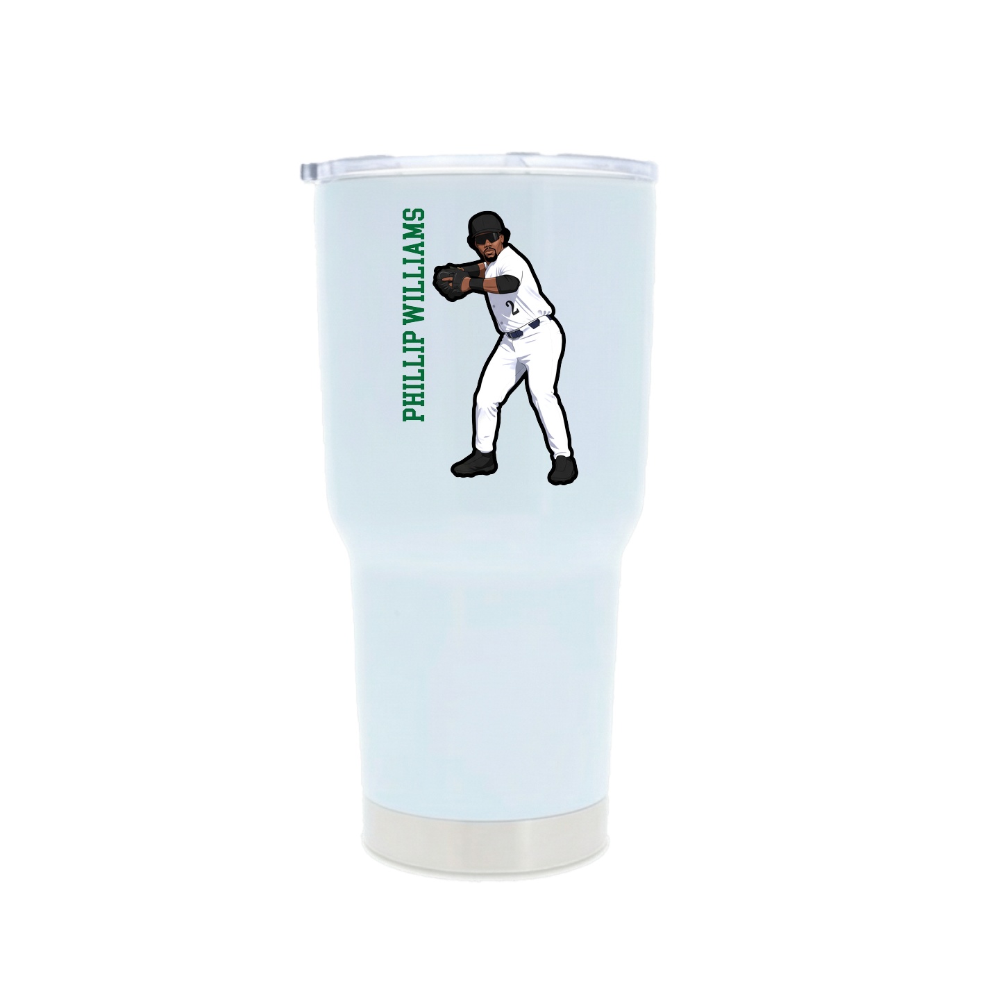 30oz Stainless Steel Tumbler — Name Vertical in White