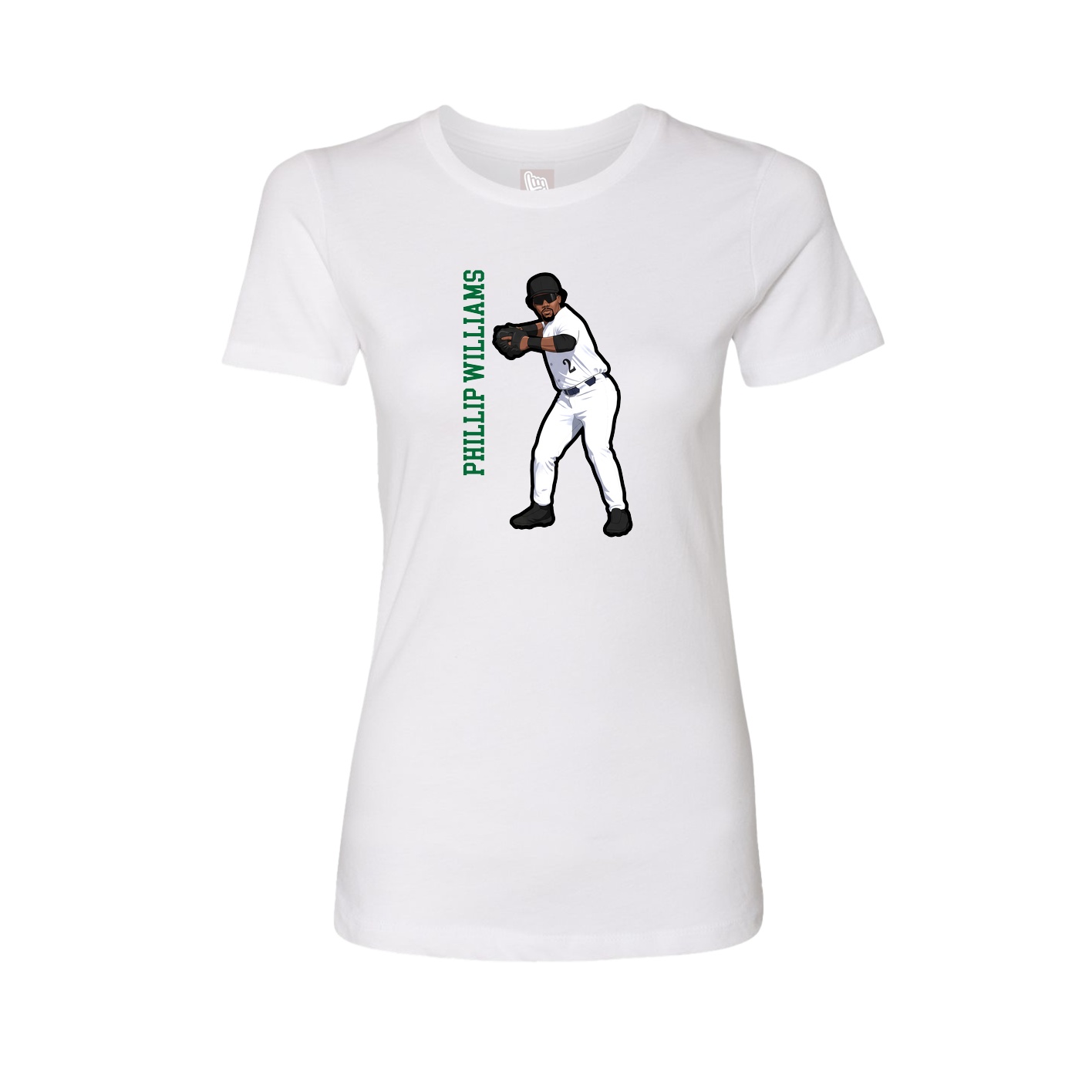 Fitted Women's Tee — Name Vertical in White