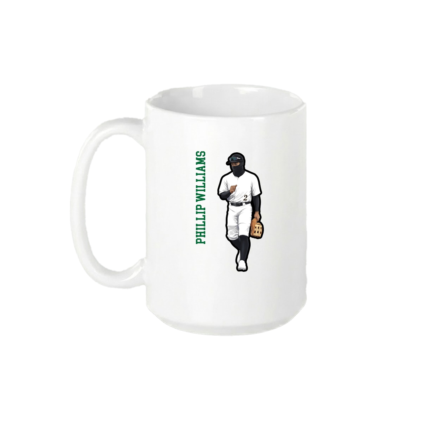 15oz Coffee Mug — Name Vertical in White