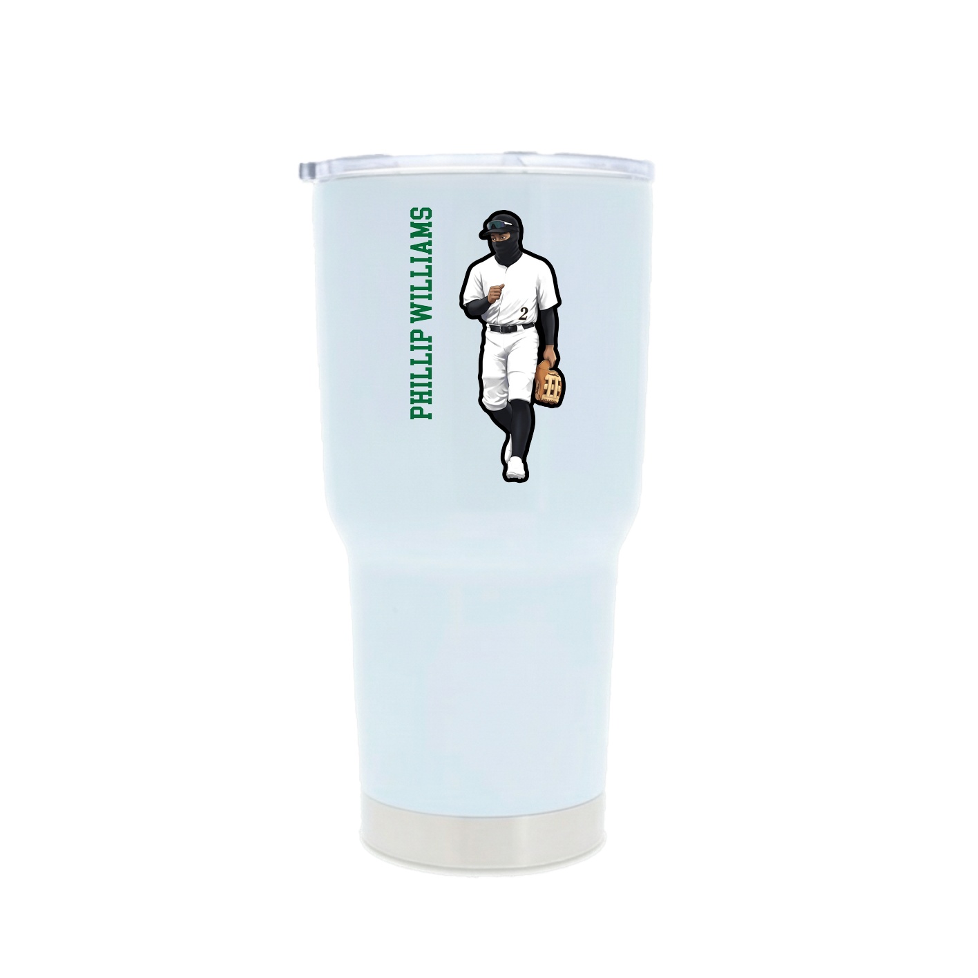 30oz Stainless Steel Tumbler — Name Vertical in White