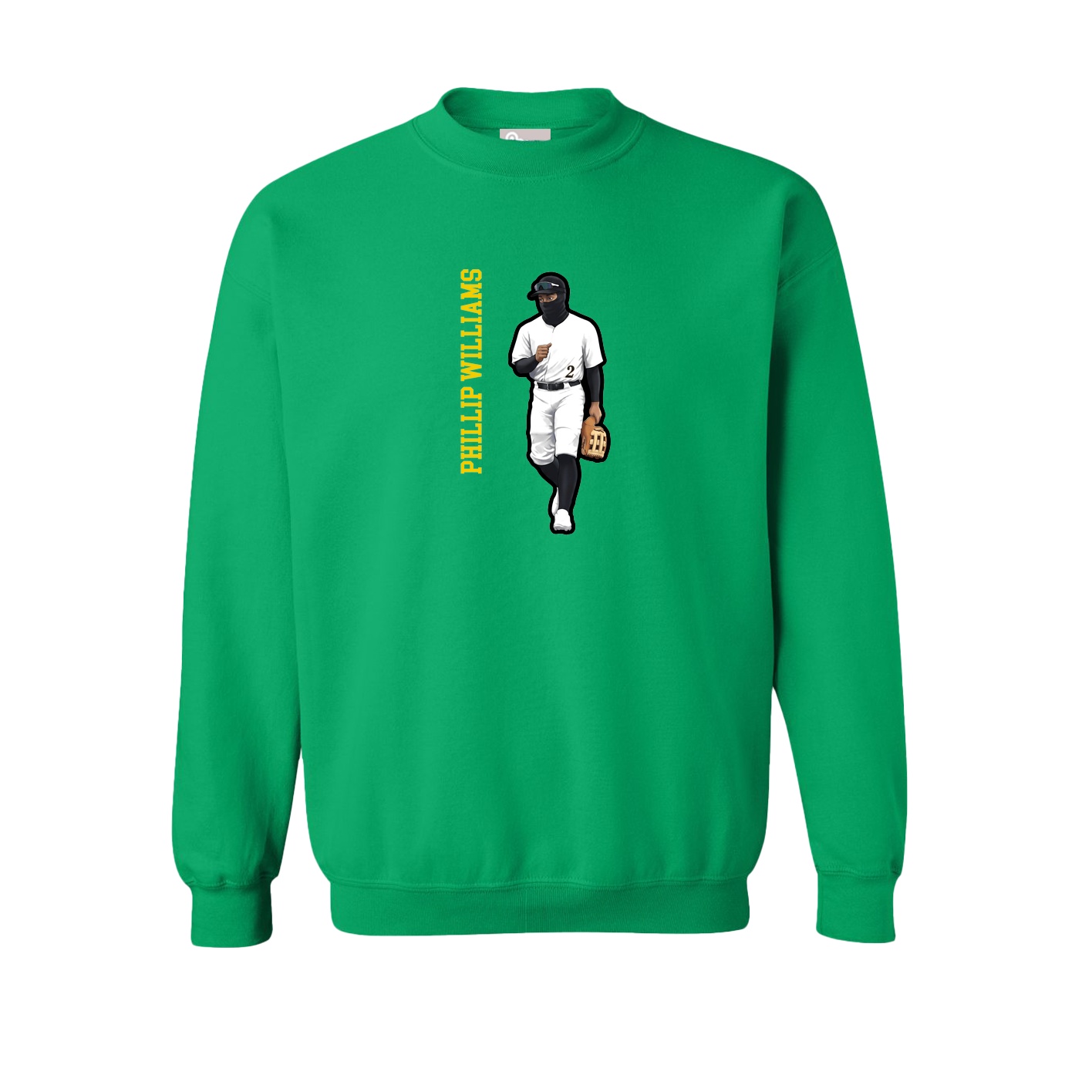 Fleece Crew — Name Vertical in Green