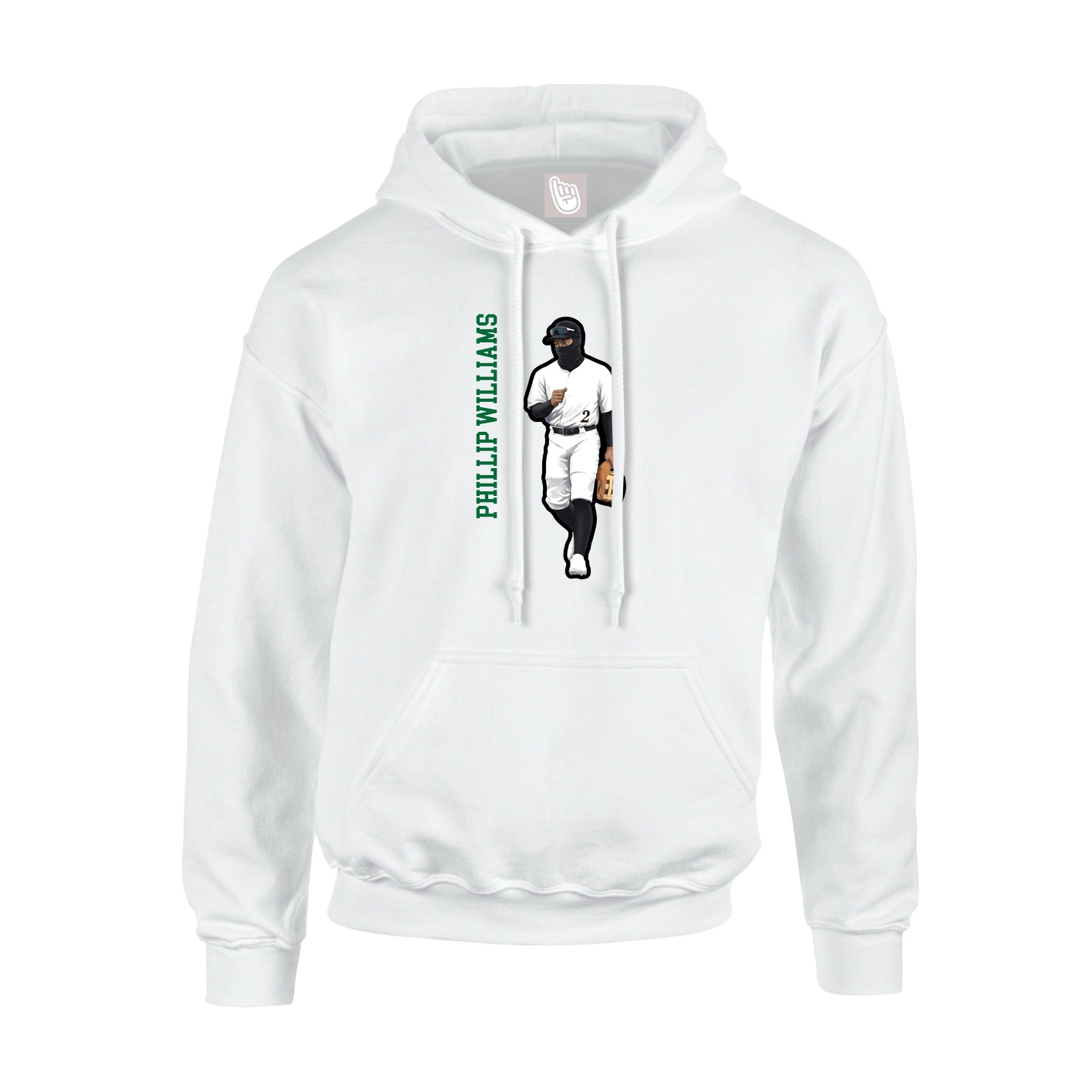 Youth Hoodie — Name Vertical in White
