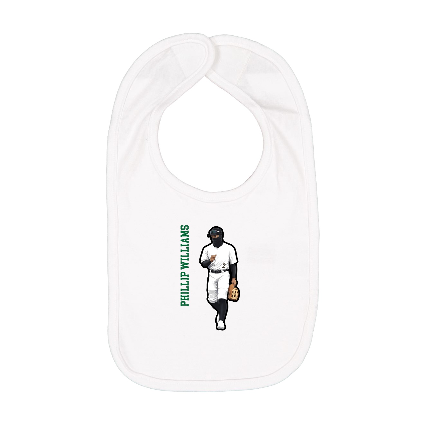 Infant Bib — Name Vertical in White