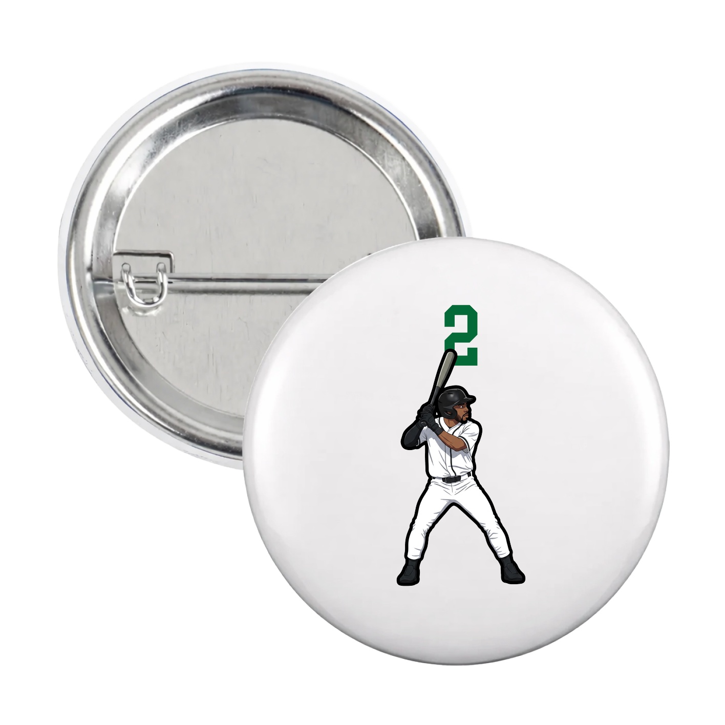 Game Day Button — Number Top in White