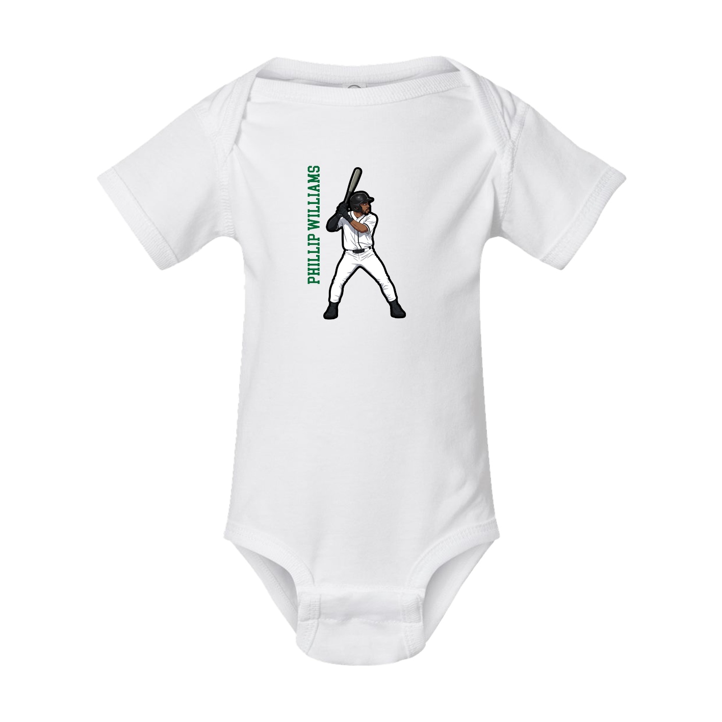 Baby Onesie — Name Vertical in White
