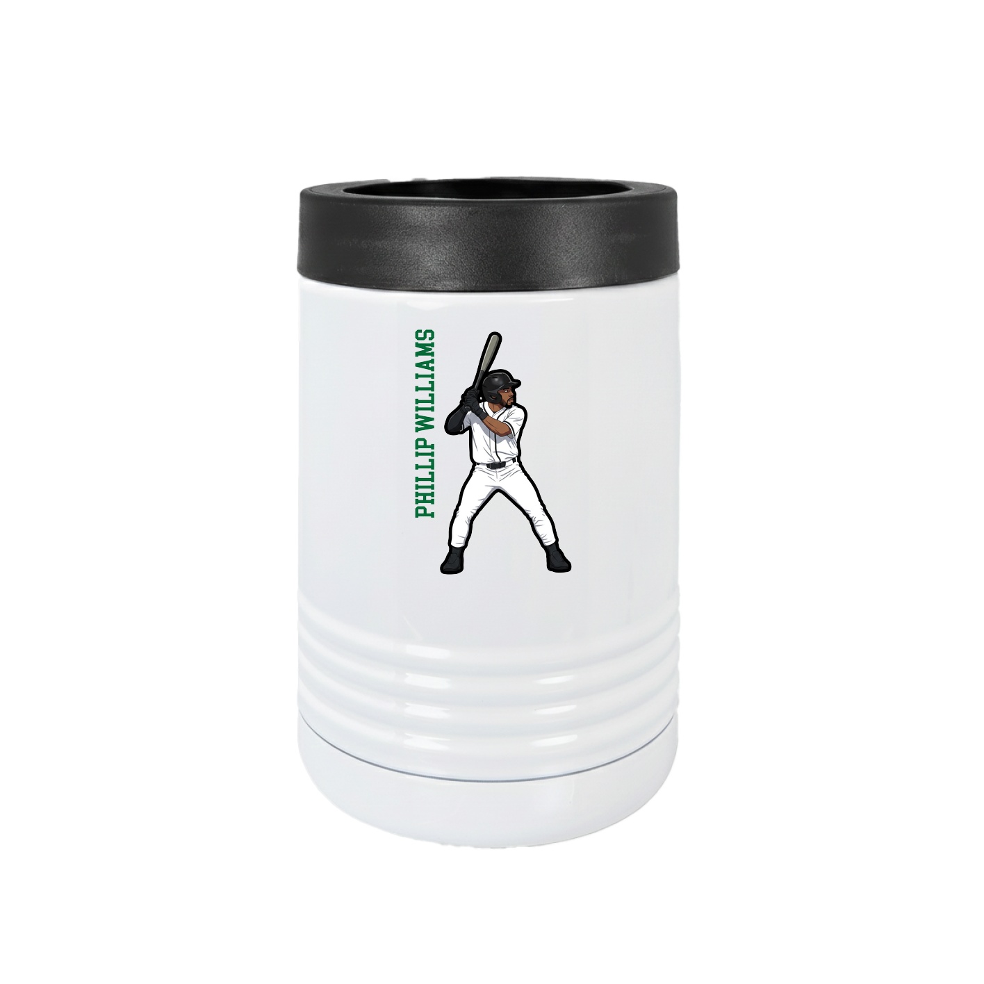 Beverage Holder — Name Vertical in White