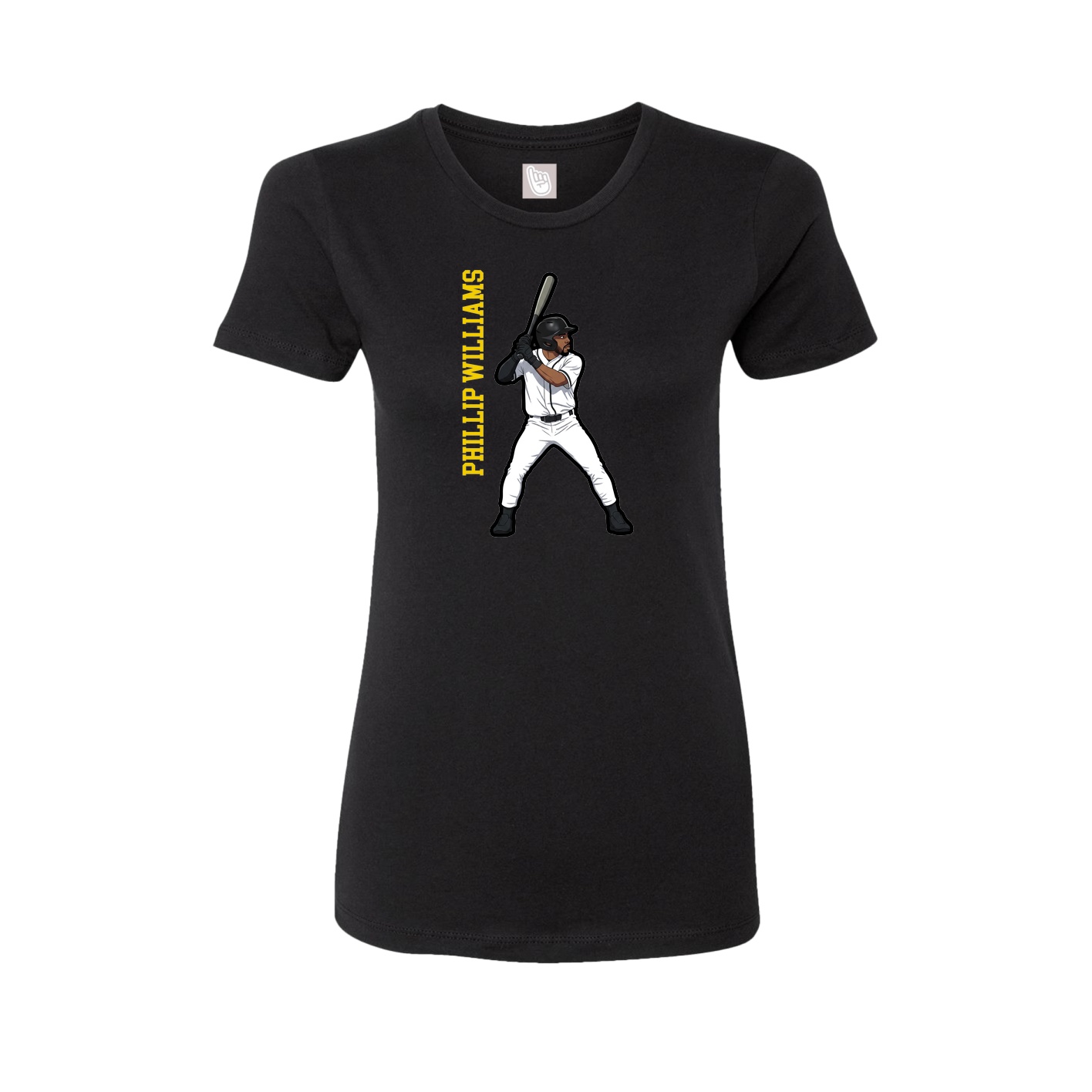 Womens Tee — Name Vertical in Black